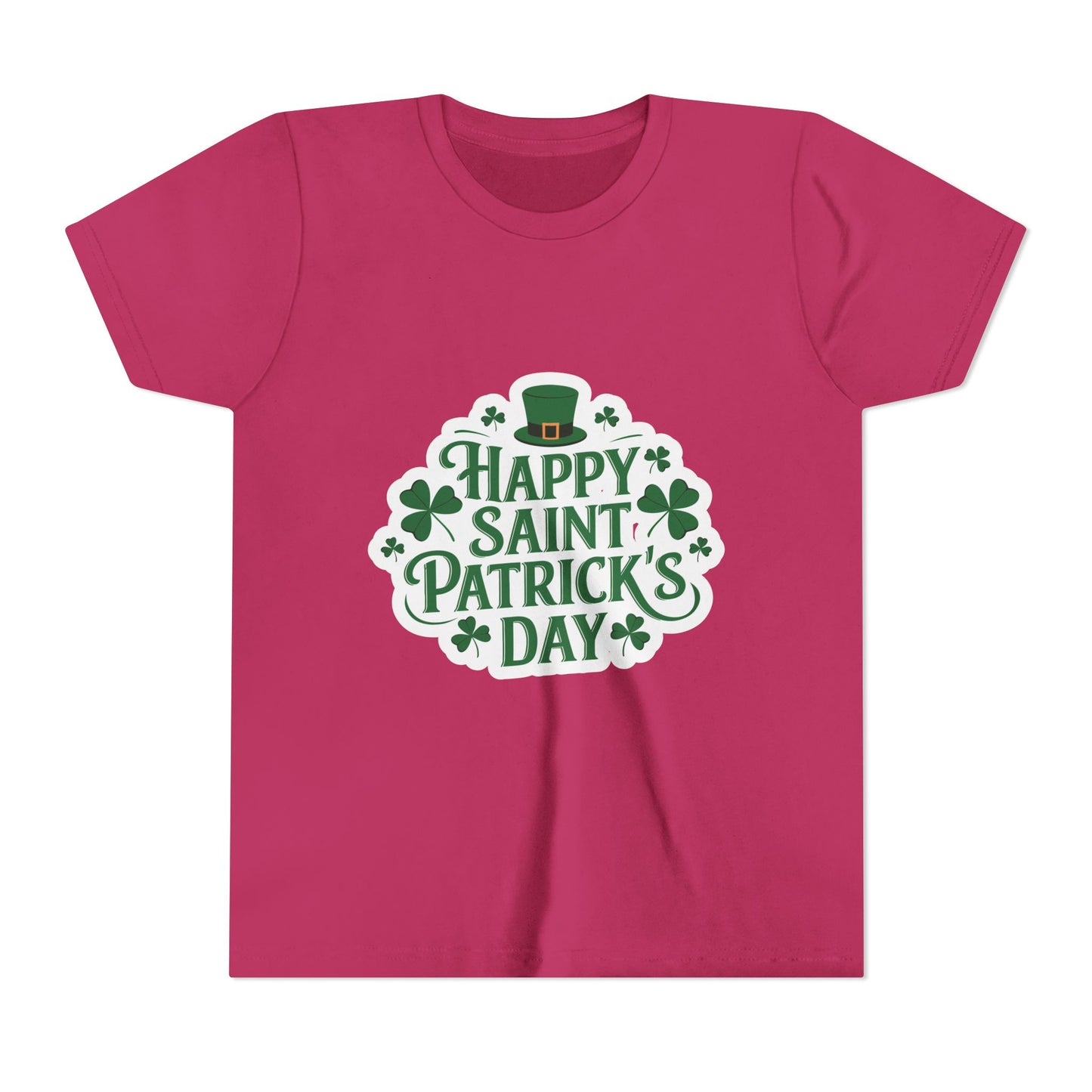 Happy Saint Patrick's Day Youth Tee | Shamrocks, Leprechaun Hat