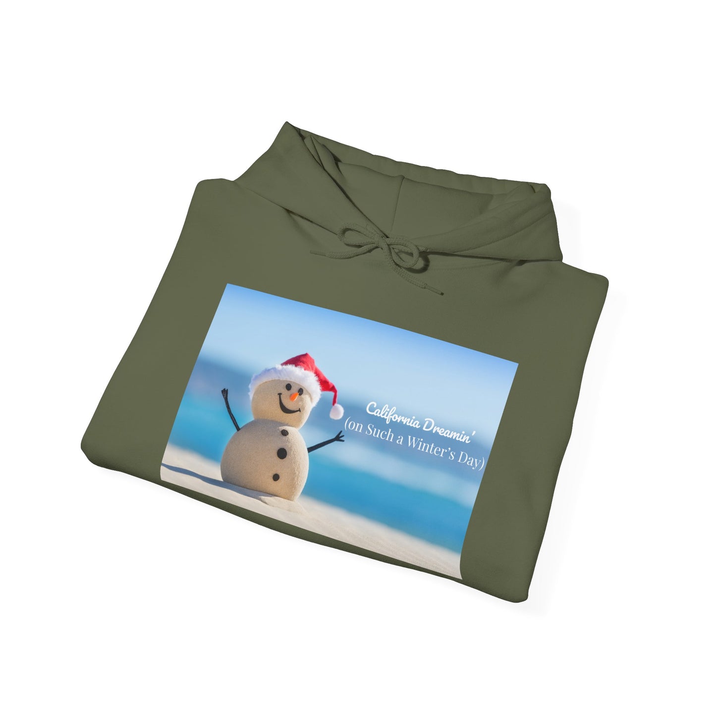 California Dreamin Hoodie | Funny Beach Snowman Christmas Sweatshirt | Warm Holiday Hoodie | Winter Vacation Gift | Unisex Fit