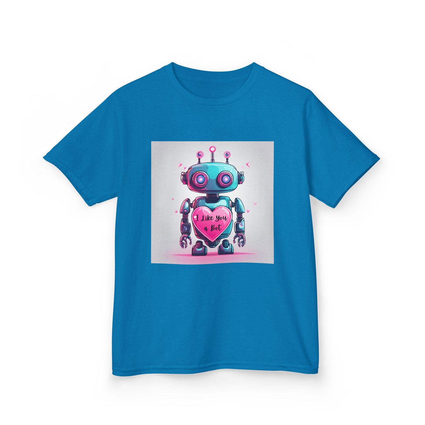 I Like You a Bot - Blue Robot Valentine's Kids Tee