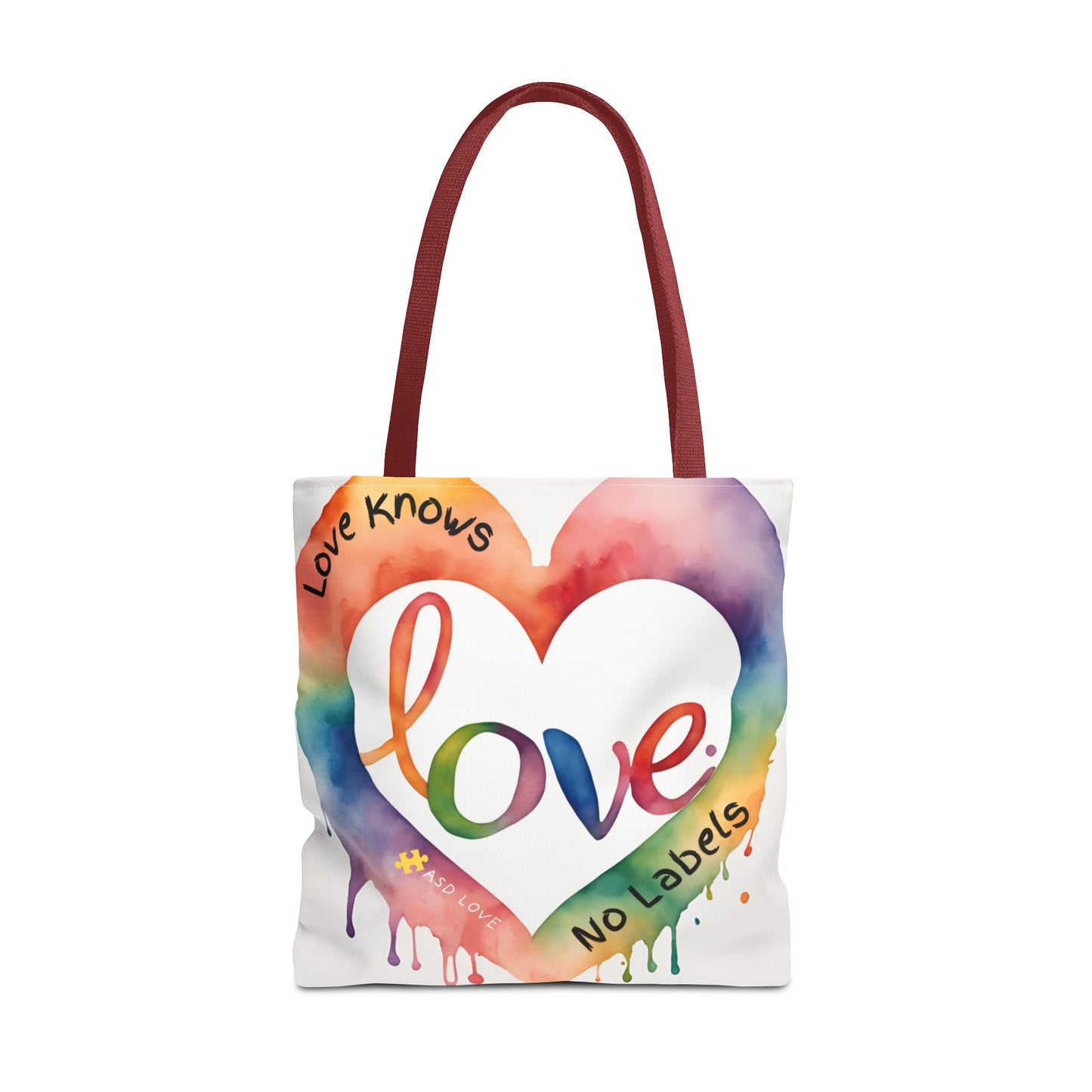 Love Knows No Labels Watercolor Drip Tote Bag - Embrace Acceptance & Harmony