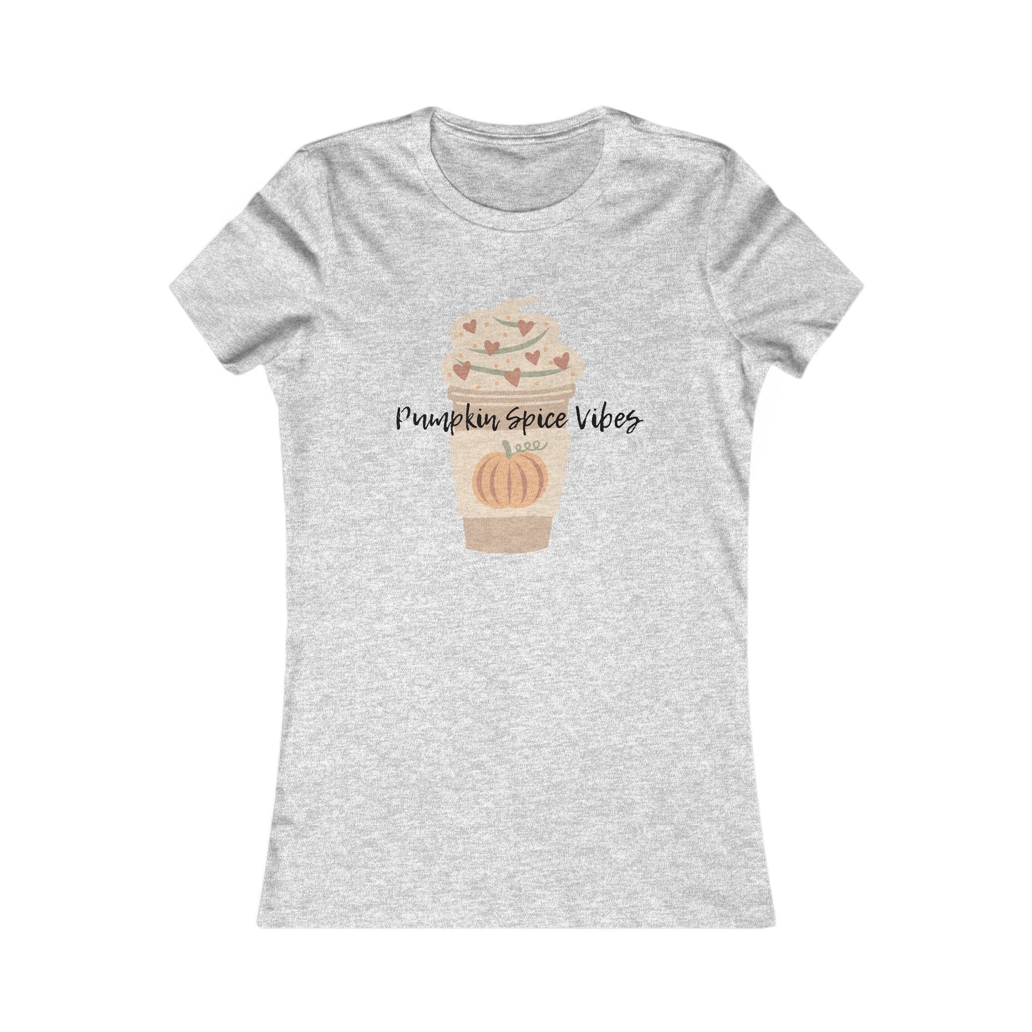 Pumpkin Spice Vibes Shirt - Cute Fall Latte Shirt with Hearts in Whipped Cream and Pumpkin desgin