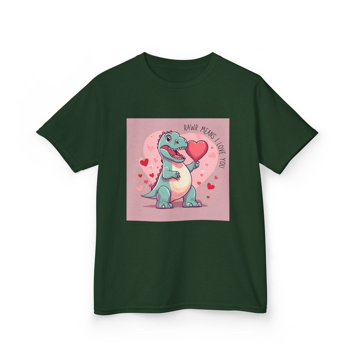 RAWR Means I LOVE YOU - Blue Dino Valentine's Kids Tee