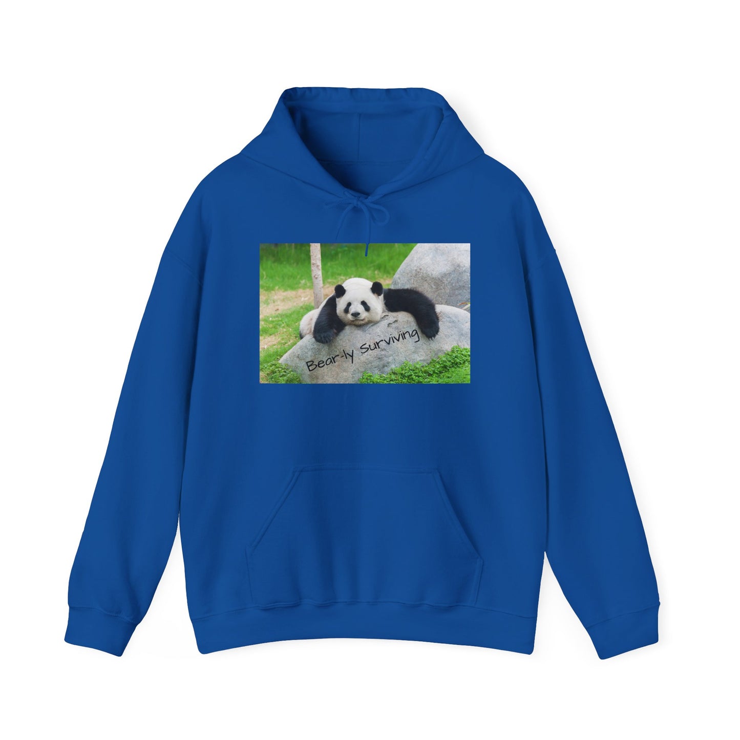 Funny Panda Hoodie | Bear-ly Surviving Sweatshirt | Lazy Mood Cozy Hoodie | Mental Health Humor Gift | Unisex Loungewear | Panda Lover