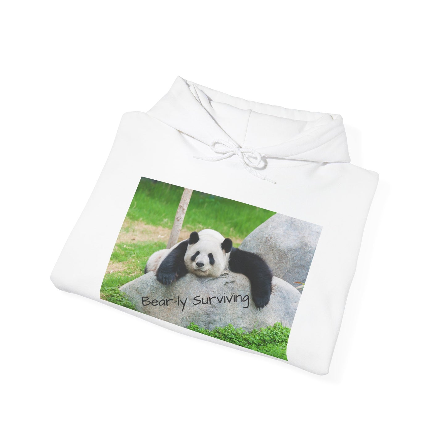 Funny Panda Hoodie | Bear-ly Surviving Sweatshirt | Lazy Mood Cozy Hoodie | Mental Health Humor Gift | Unisex Loungewear | Panda Lover