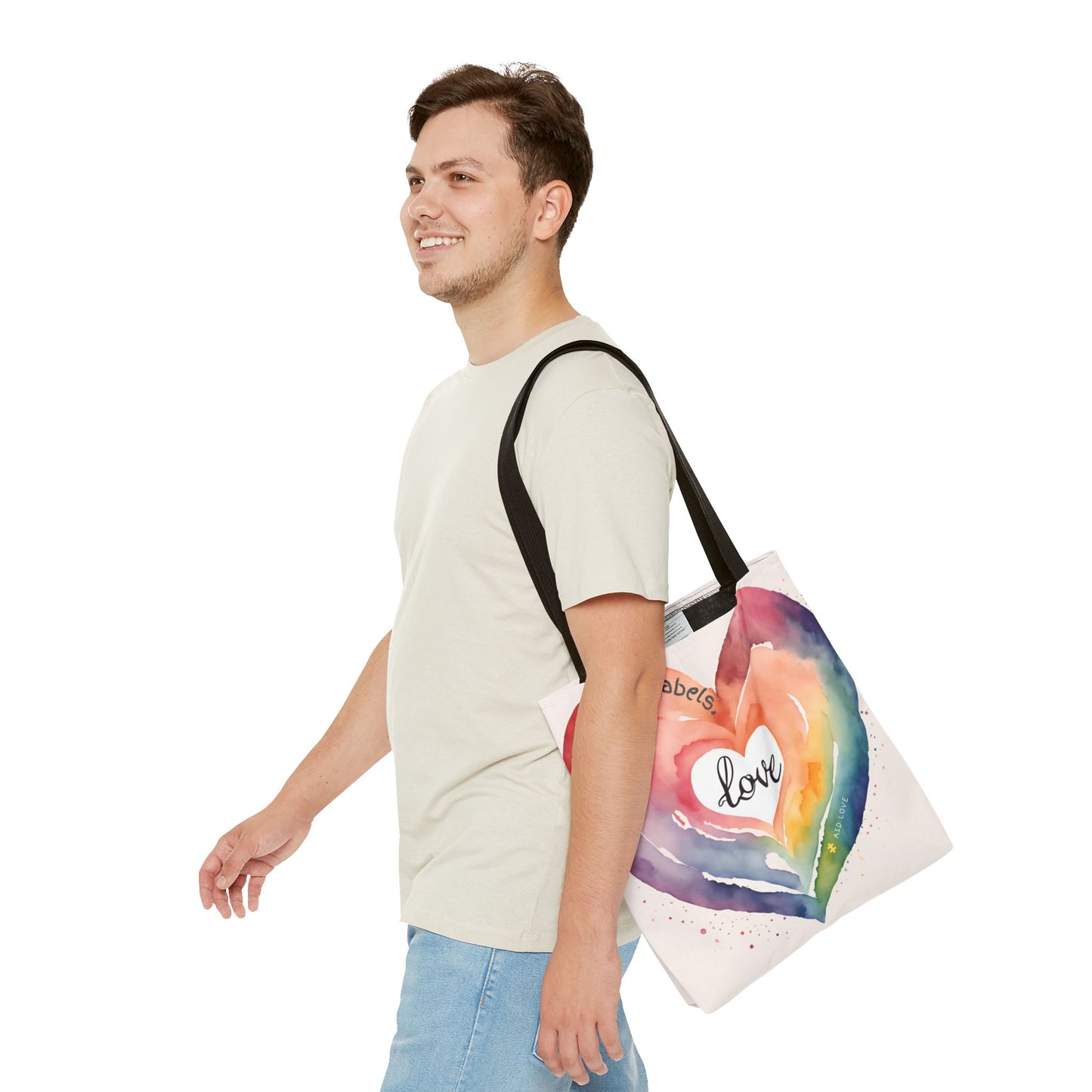 Love Knows No Labels Watercolor Heart Tote Bag - Celebrate Diversity &Unity