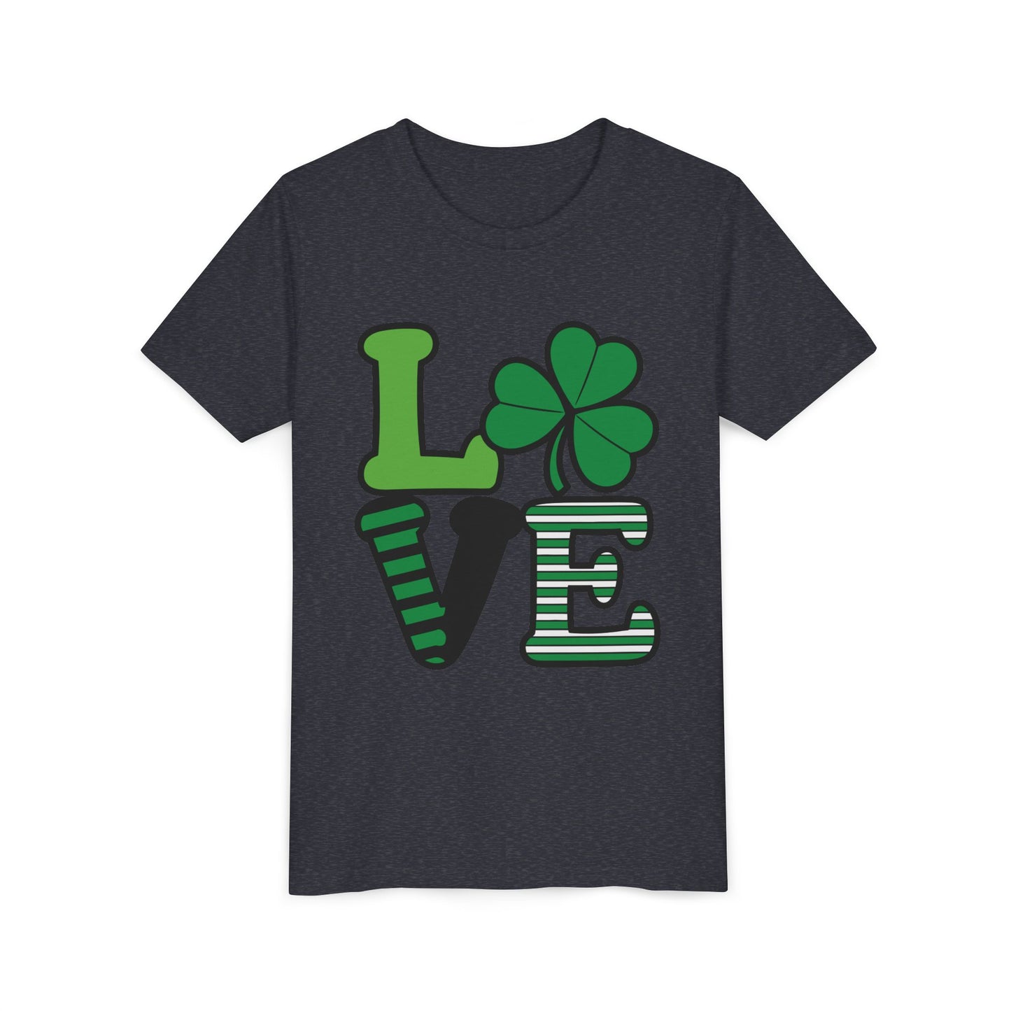 LOVE Shamrock Youth Tee | St. Patrick's Day Clover Graphic