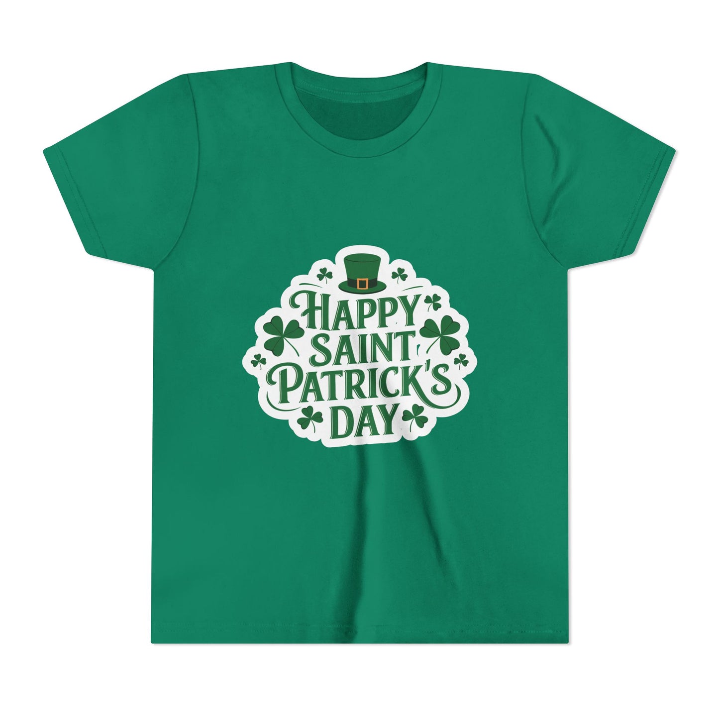 Happy Saint Patrick's Day Youth Tee | Shamrocks, Leprechaun Hat