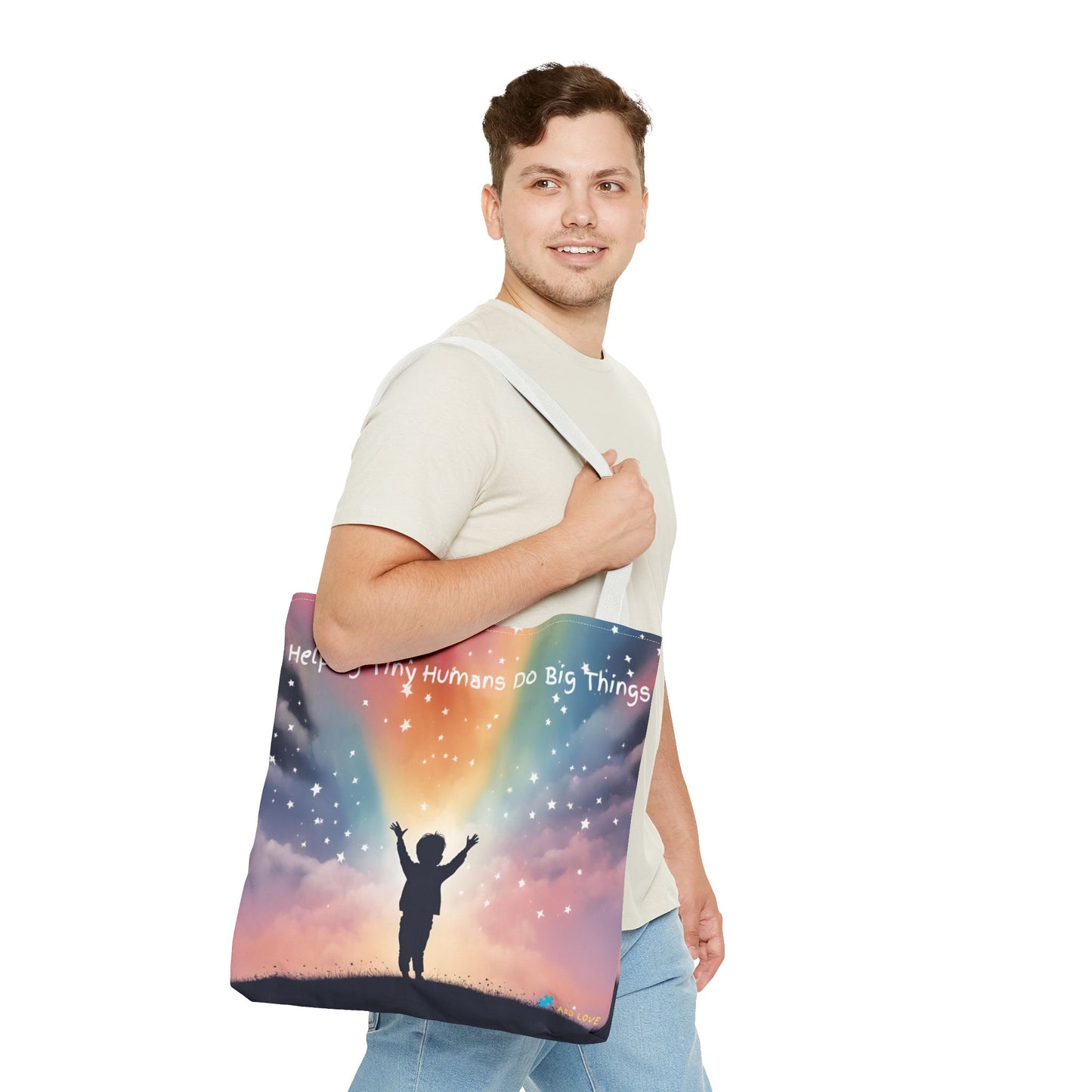 Helping Tiny Humans Do Big Things Tote - Inspiring Kids to Reach for the Stars
