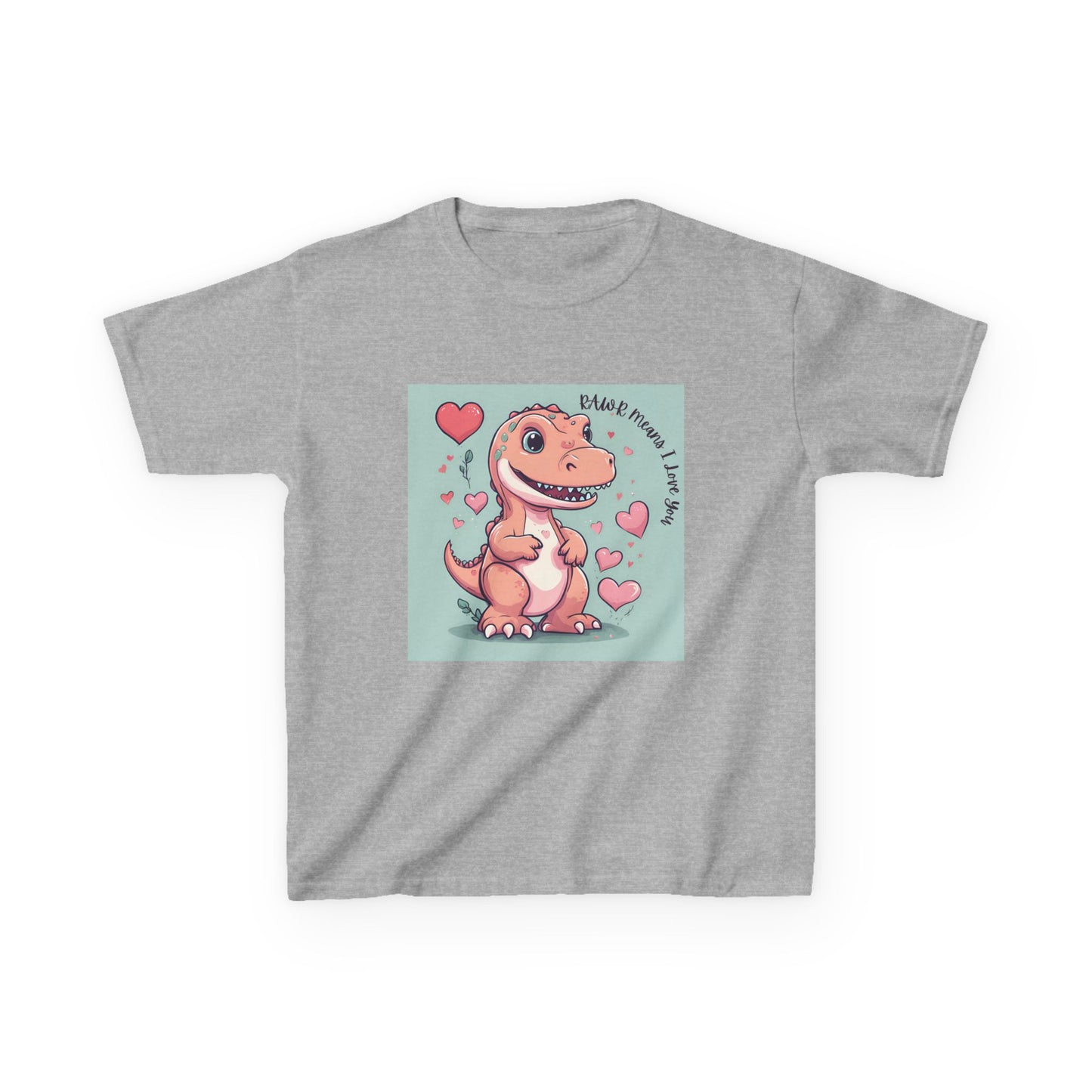 RAWR Means I LOVE YOU - Tan Dino Valentine's Kids Tee