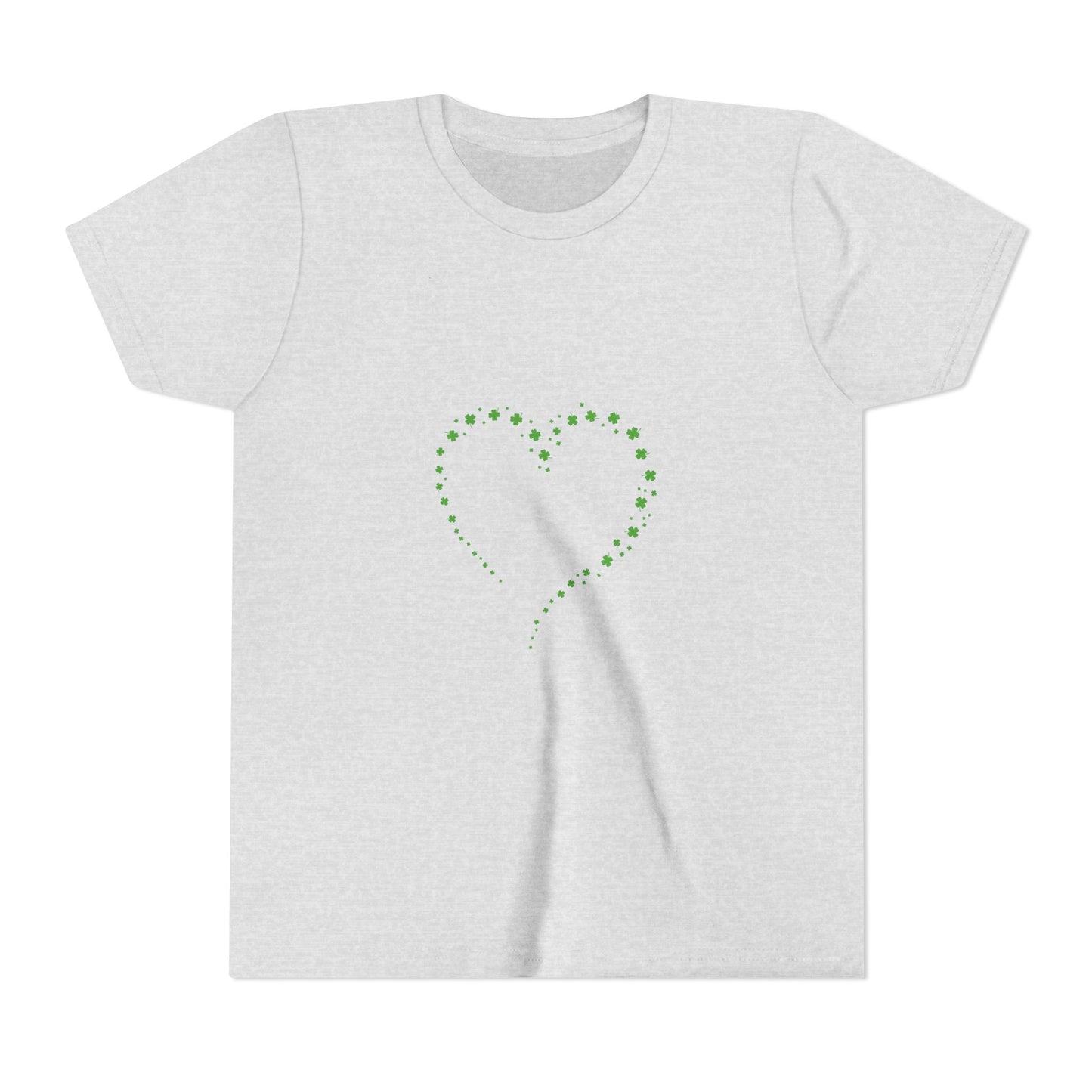 Green Heart Dotted Design Youth Tee | St. Patrick's Day Shamrock Motif