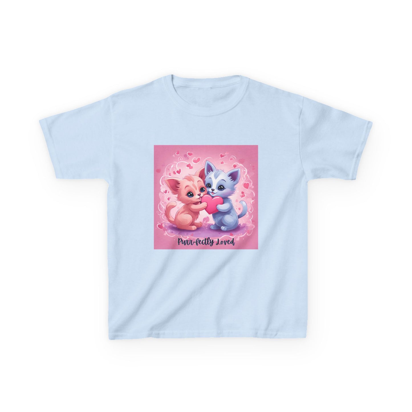 Purr-fectly Loved - Pink & Blue Kittens Valentine's Kids Tee