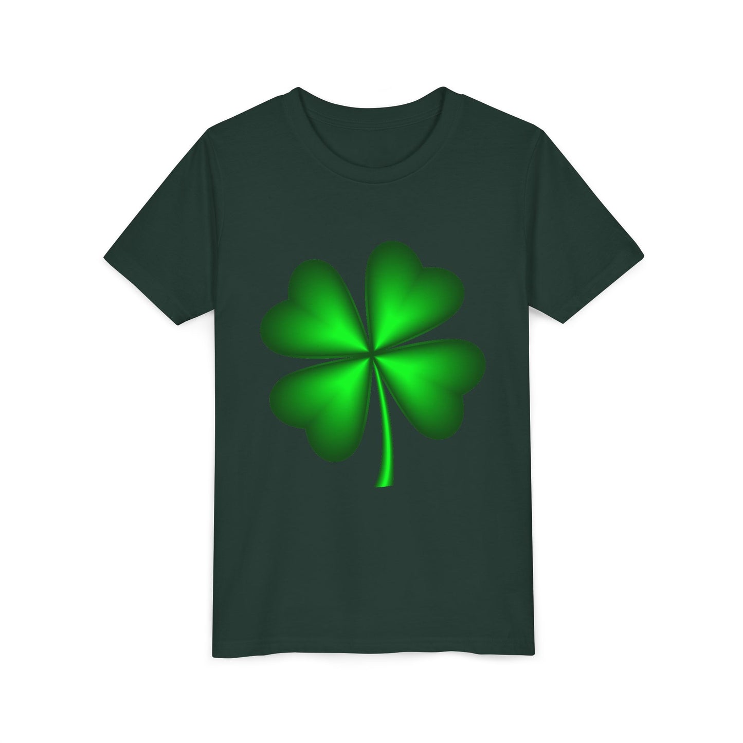 Green Four-Leaf Clover Youth Tee | St. Patrick's Day Shamrock Shirt