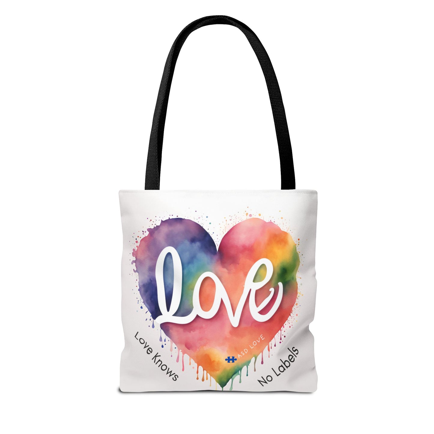 Love Knows No Labels Heart Drip Tote Bag - Show Your Pride & Inclusivity