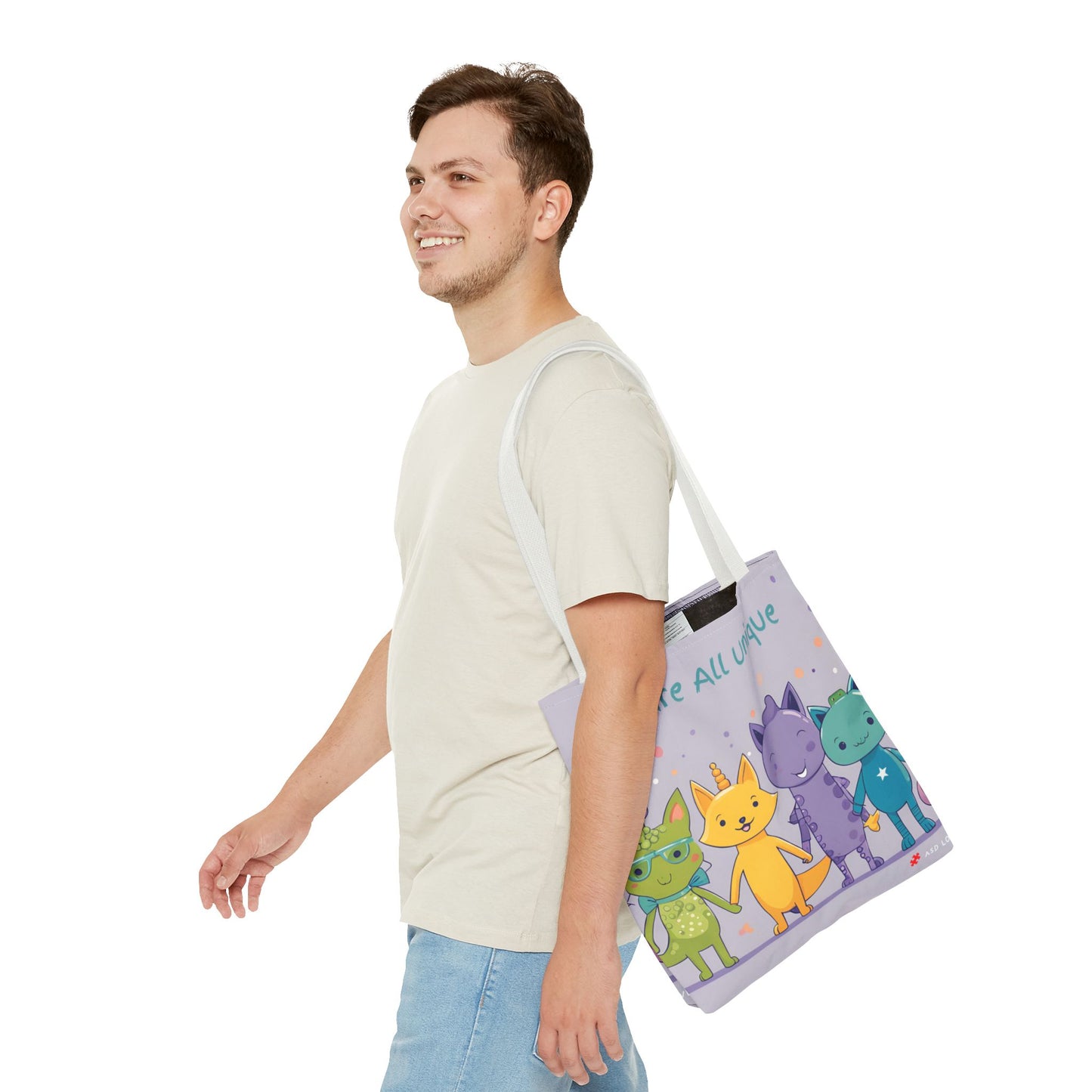 We Are All Unique 4 Animal Friends Tote Bag - Cute, Inclusive, Kid-friendly Design