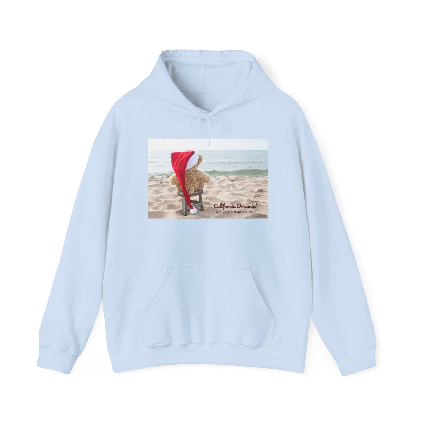 California Christmas Hoodie | Santa Bear on the Beach | Cozy Winter Hoodie | Funny Holiday Sweatshirt | West Coast Xmas Gift