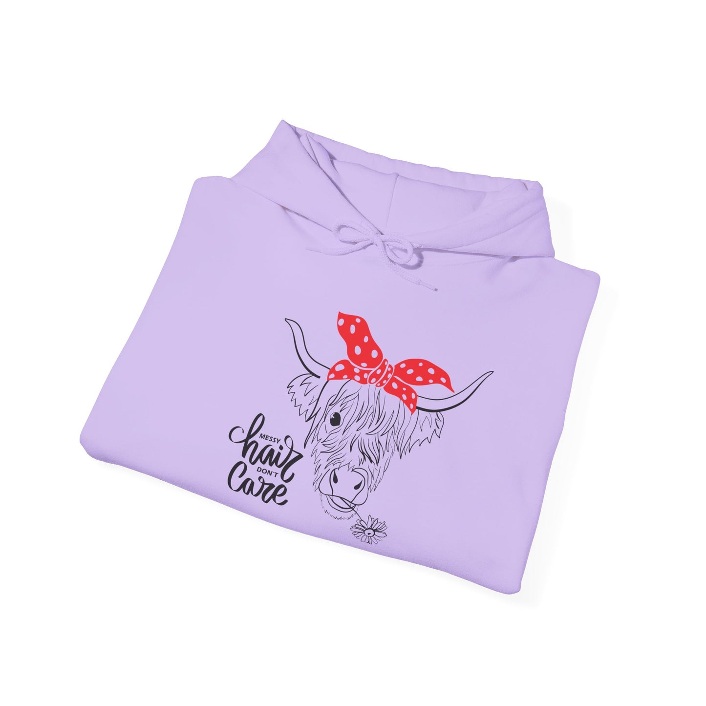 Sassy Highland Cow - Messy Hair, Don't Care Hoodie | Farmhouse Sweatshirt, Cozy Unisex Hooded Sweatshirt