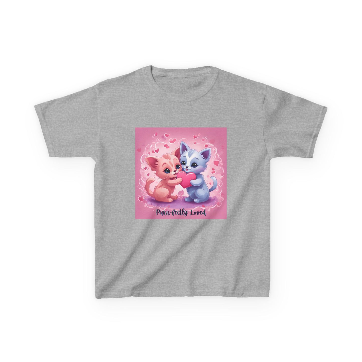 Purr-fectly Loved - Pink & Blue Kittens Valentine's Kids Tee