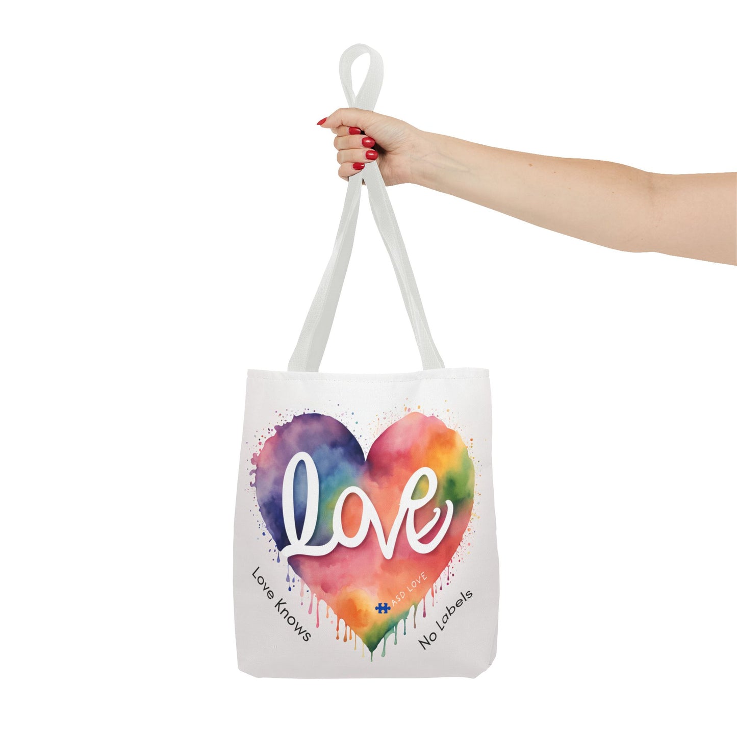 Love Knows No Labels Heart Drip Tote Bag - Show Your Pride & Inclusivity