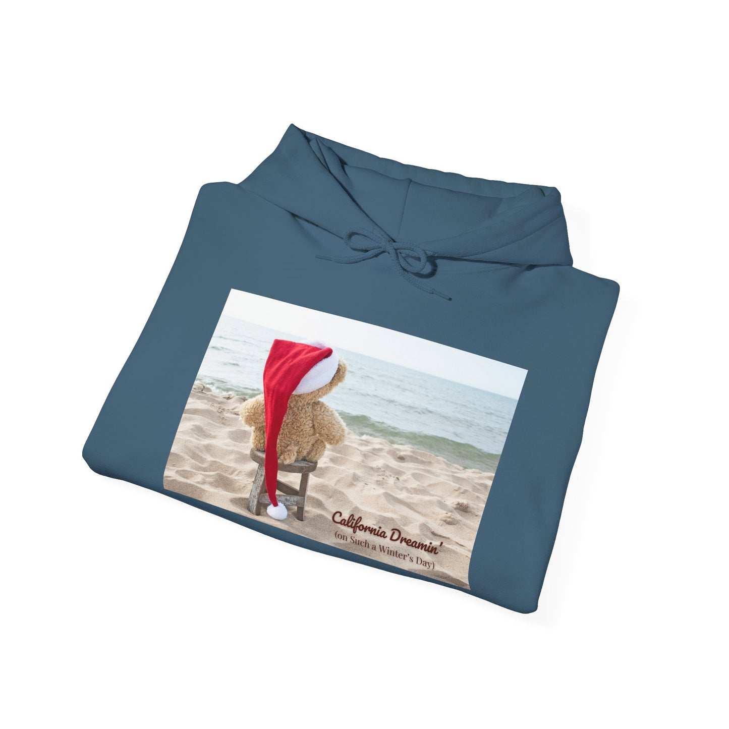 California Christmas Hoodie | Santa Bear on the Beach | Cozy Winter Hoodie | Funny Holiday Sweatshirt | West Coast Xmas Gift
