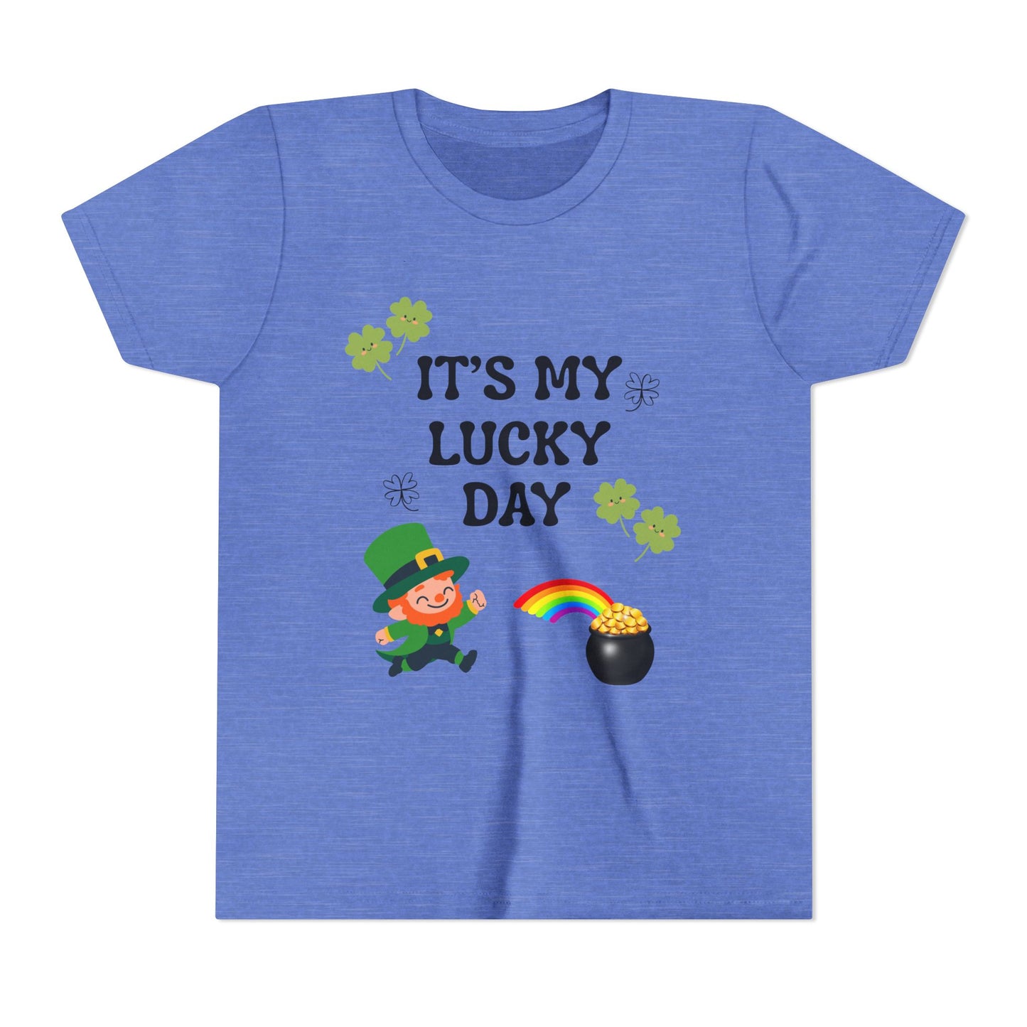 It's My Lucky Day Youth Tee | St. Patrick's Day Leprechaun, Shamrocks, Rainbow Pot of Gold