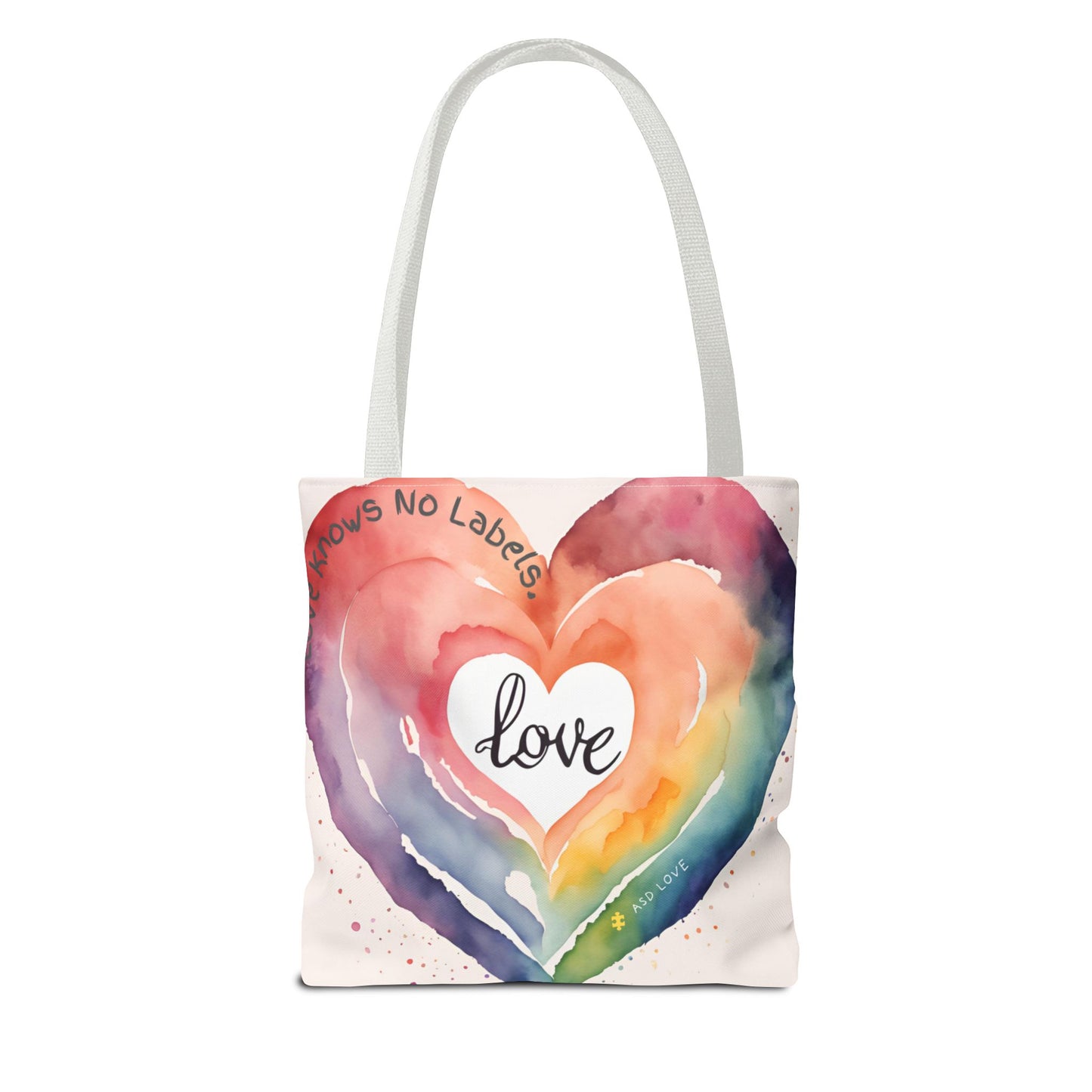 Love Knows No Labels Watercolor Heart Tote Bag - Celebrate Diversity &Unity