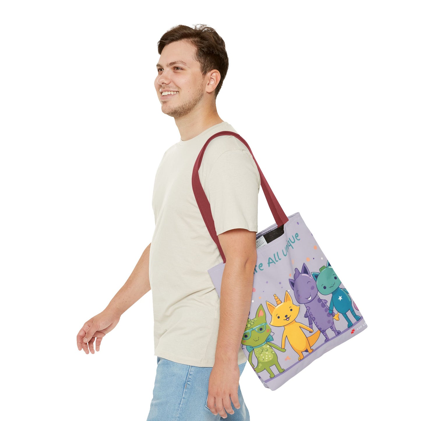 We Are All Unique 4 Animal Friends Tote Bag - Cute, Inclusive, Kid-friendly Design