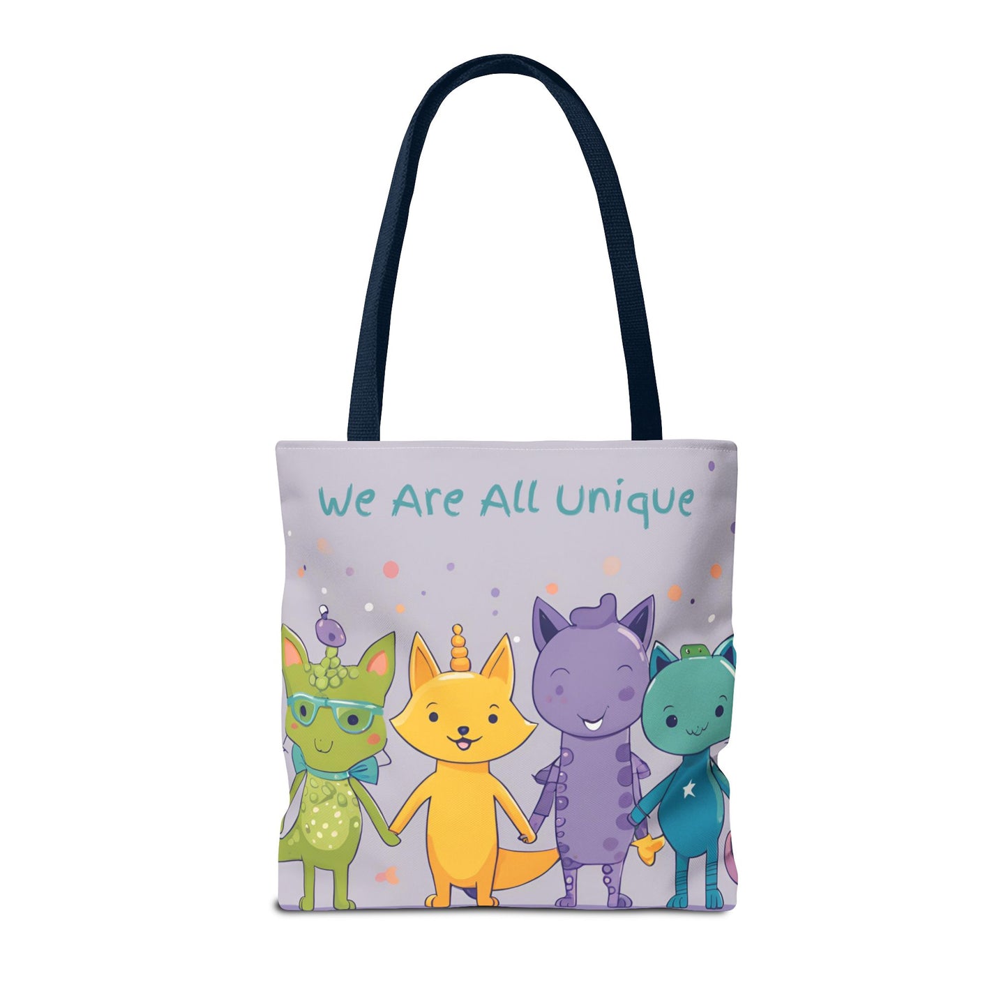We Are All Unique 4 Animal Friends Tote Bag - Cute, Inclusive, Kid-friendly Design