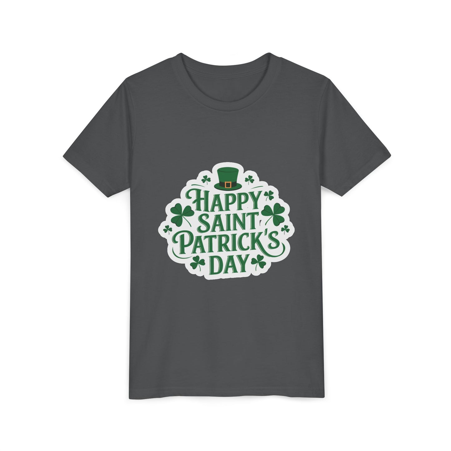 Happy Saint Patrick's Day Youth Tee | Shamrocks, Leprechaun Hat