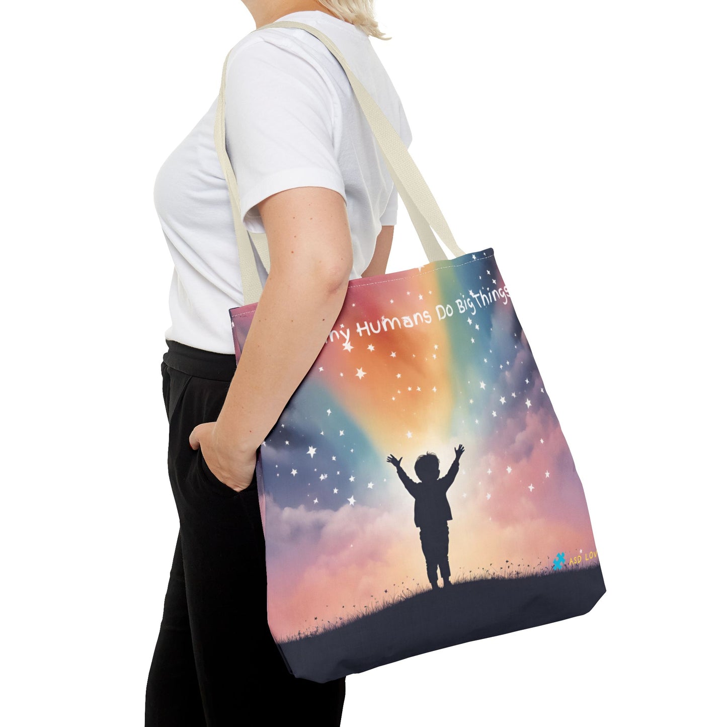 Helping Tiny Humans Do Big Things Tote - Inspiring Kids to Reach for the Stars
