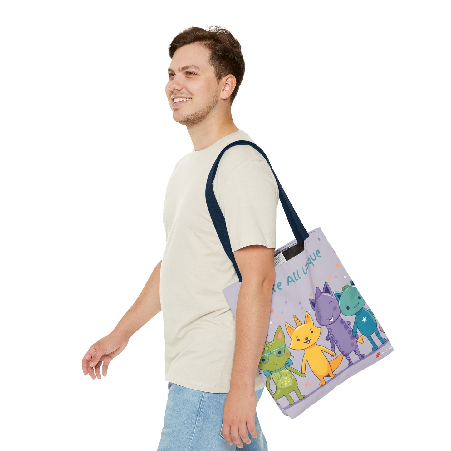 We Are All Unique 4 Animal Friends Tote Bag - Cute, Inclusive, Kid-friendly Design