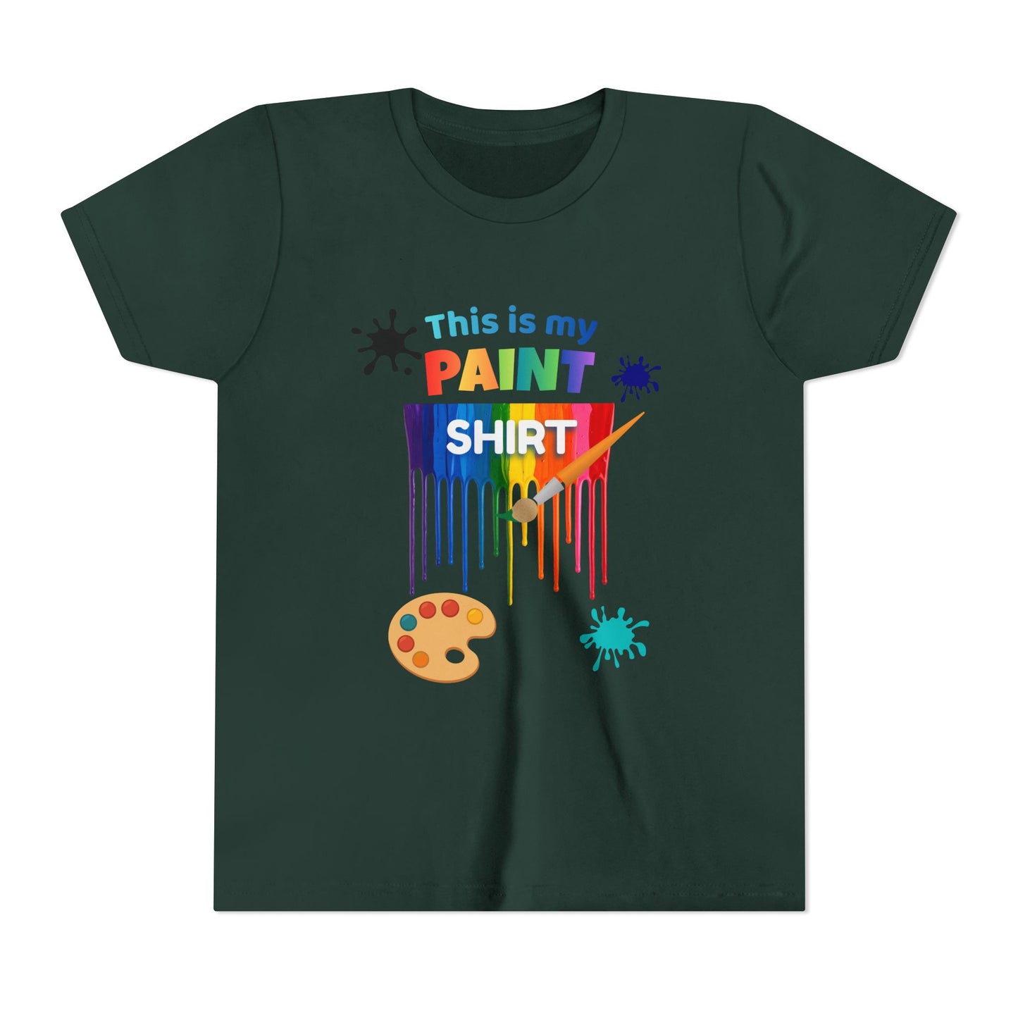 This Is My Paint Shirt Youth Tee | Rainbow Paint Drip Art Palette
