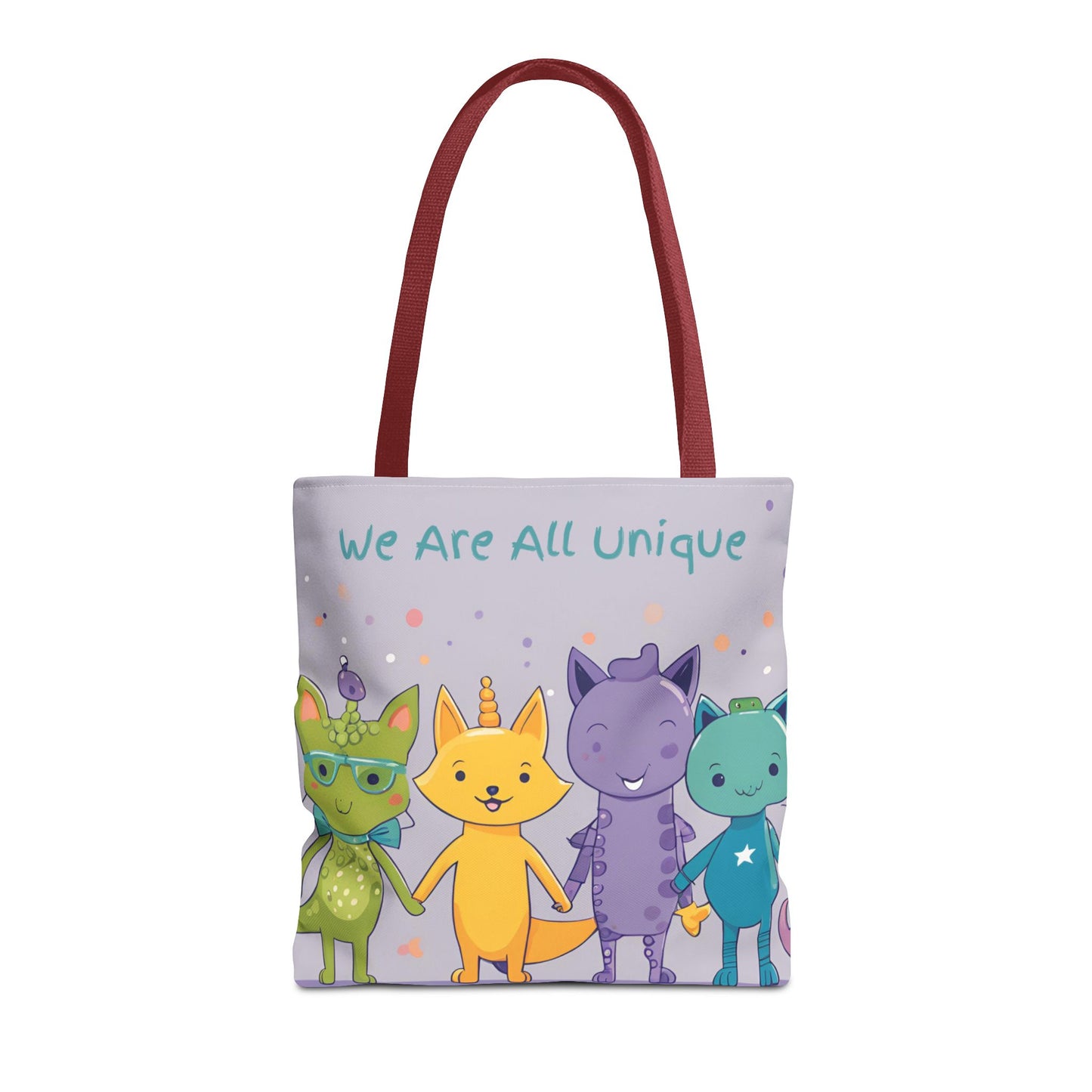 We Are All Unique 4 Animal Friends Tote Bag - Cute, Inclusive, Kid-friendly Design