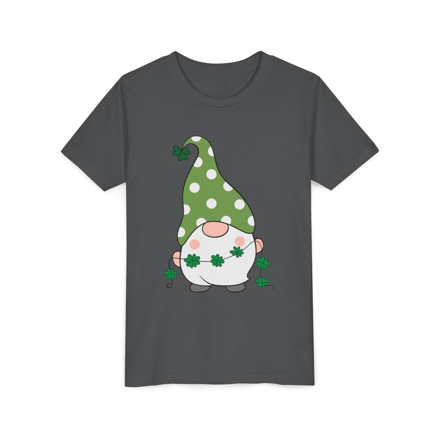 St. Patricks Gnome Youth Tee | Green Polka Dot Hat with Shamrocks