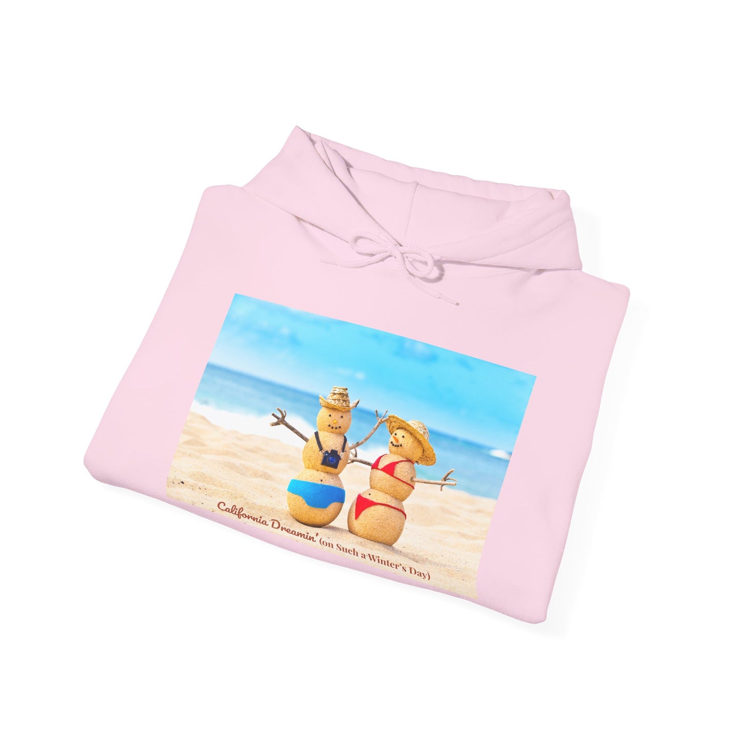 Funny Christmas Beach Hoodie | Mr. & Mrs. Sand Snowman | California Holiday Sweatshirt | Warm Coastal Gift | Unisex Winter Hoodie