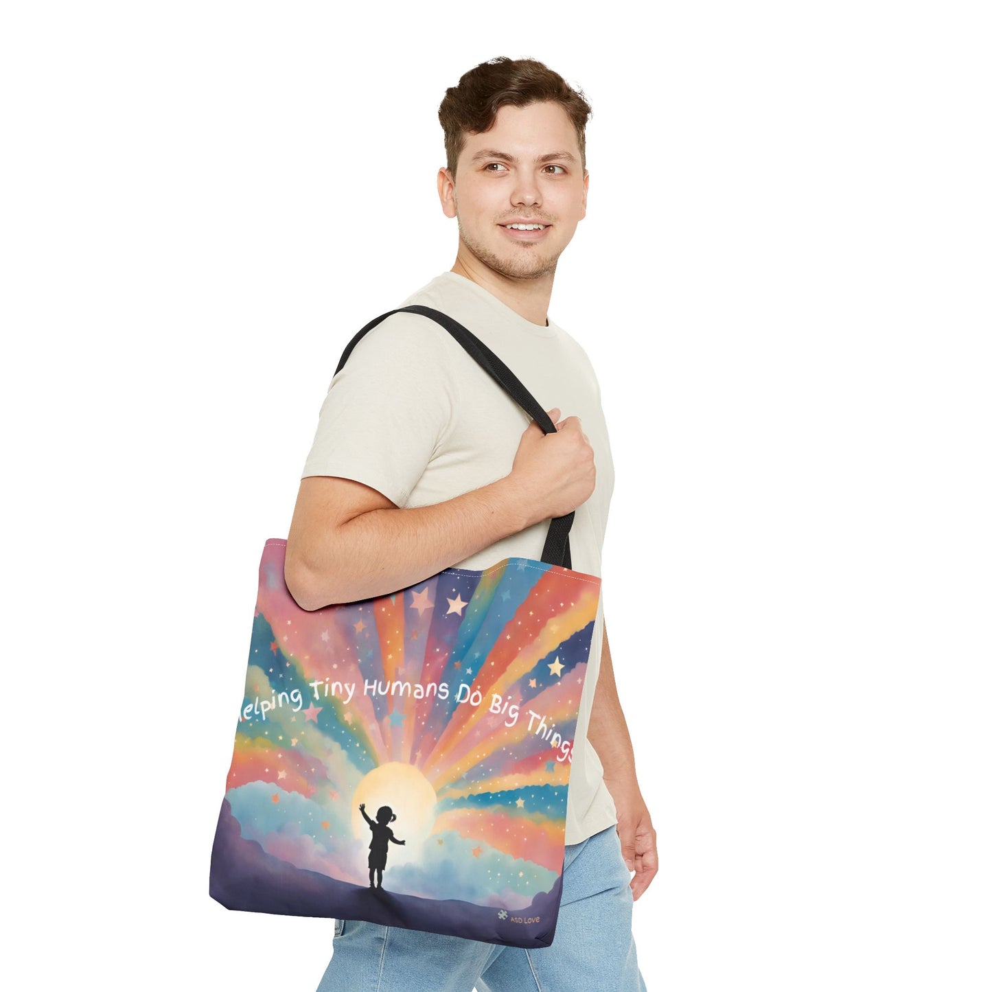 Helping Tiny Humans Do Big Things Tote - Inspiring Kids to Reach for the Stars