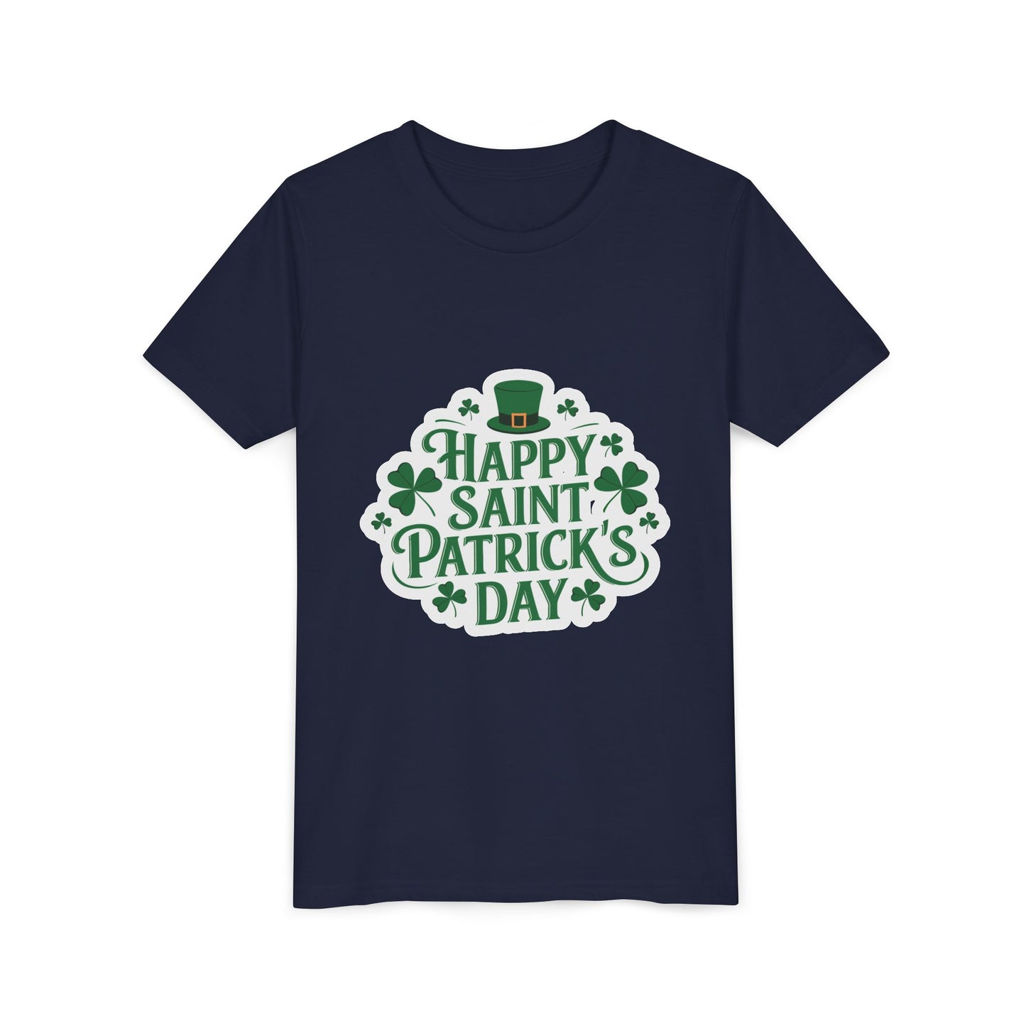 Happy Saint Patrick's Day Youth Tee | Shamrocks, Leprechaun Hat