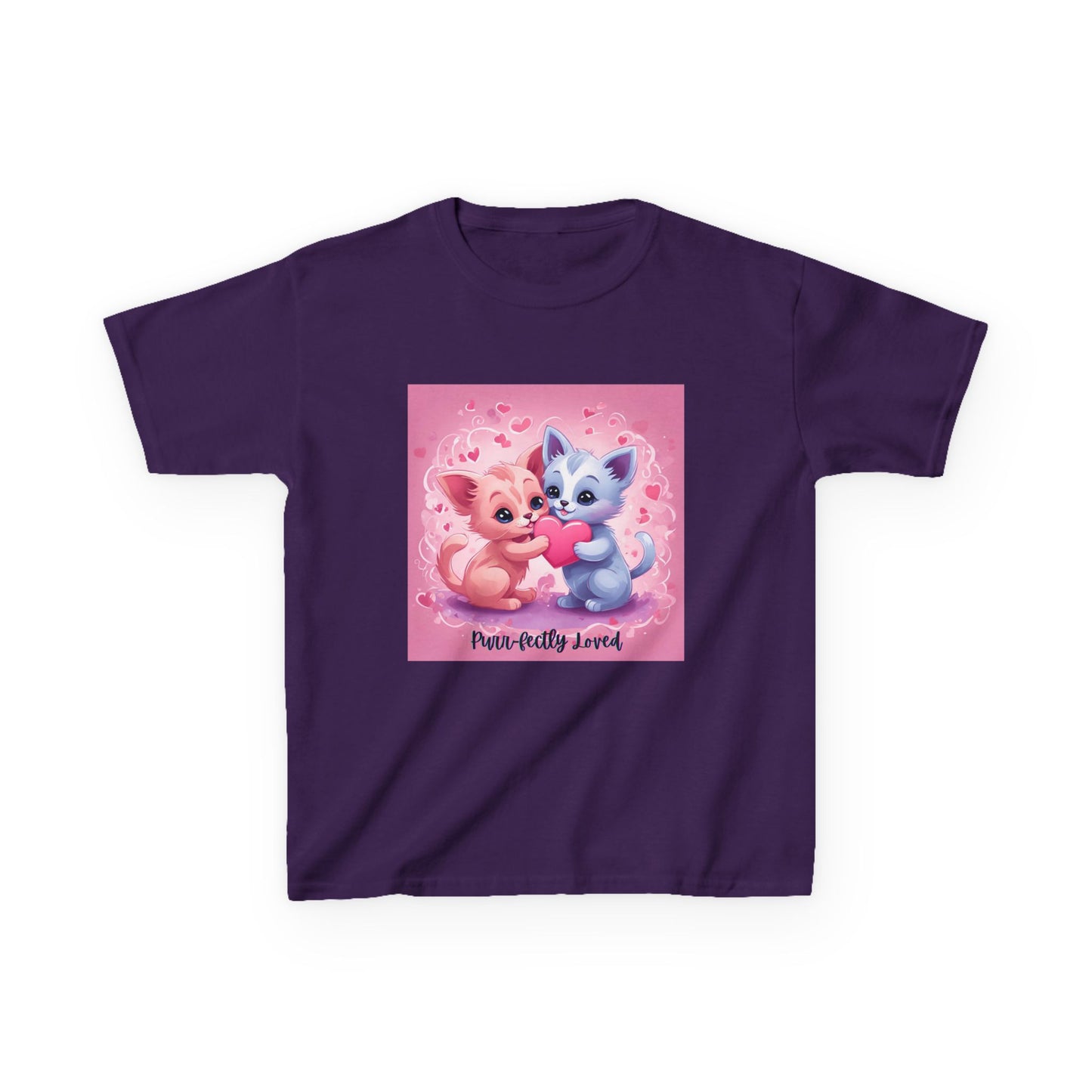 Purr-fectly Loved - Pink & Blue Kittens Valentine's Kids Tee