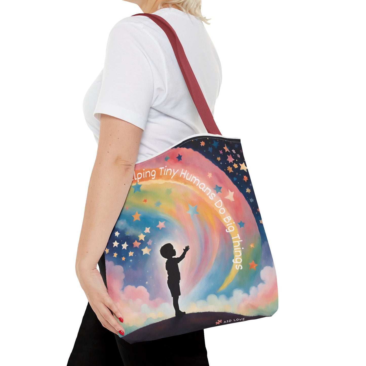 Helping Tiny Humans Do Big Things Tote - Inspiring Kids to Reach for the Stars