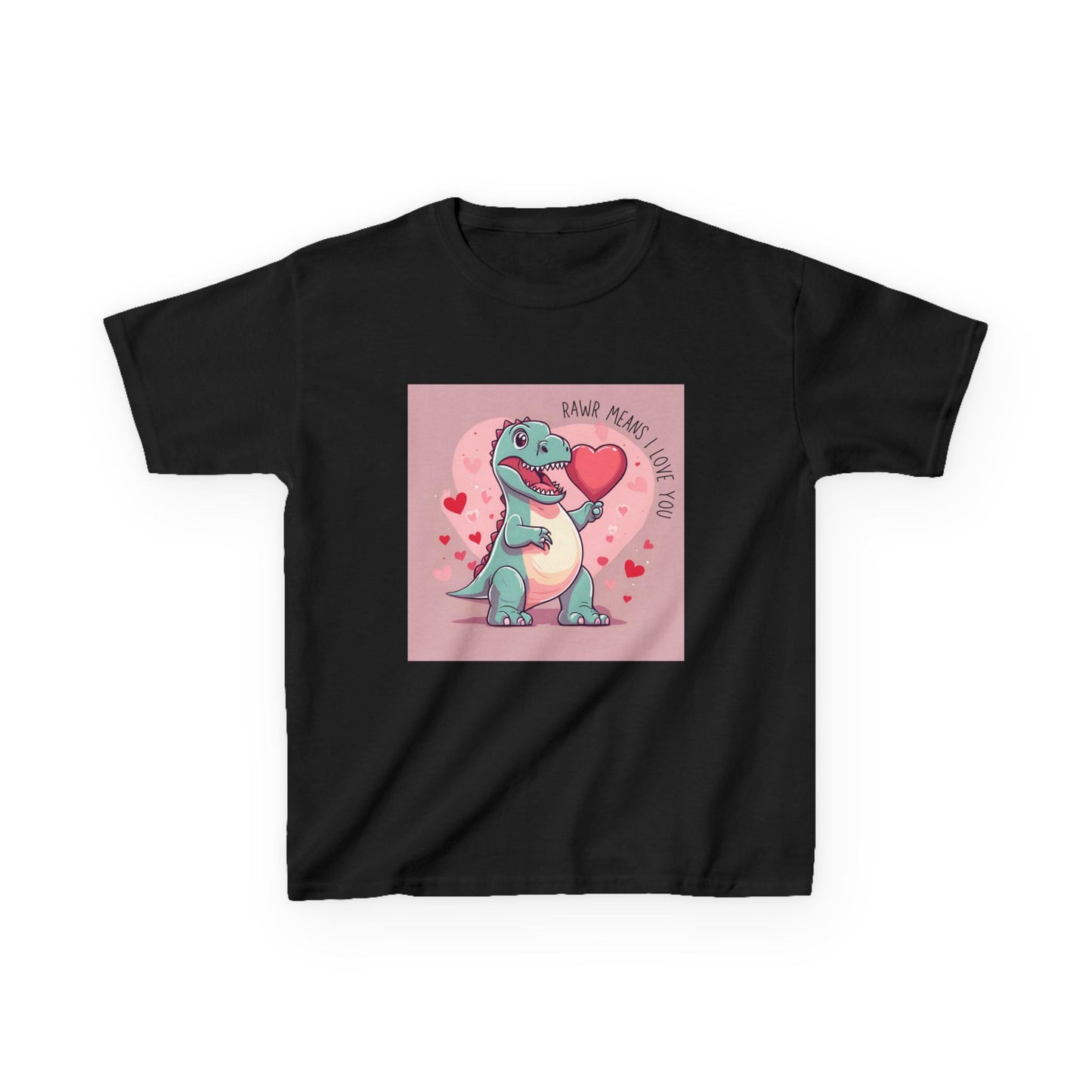 RAWR Means I LOVE YOU - Blue Dino Valentine's Kids Tee