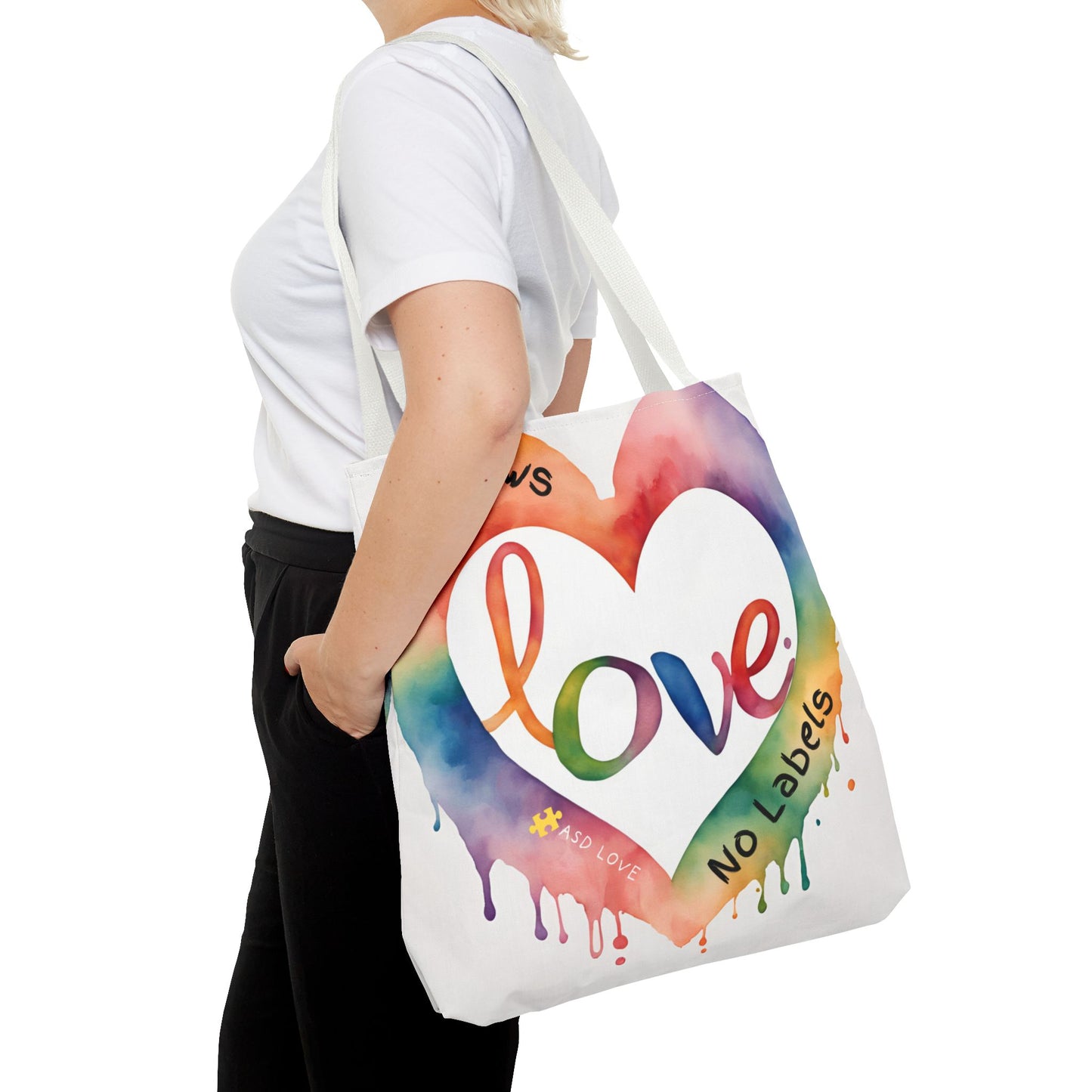 Love Knows No Labels Watercolor Drip Tote Bag - Embrace Acceptance & Harmony