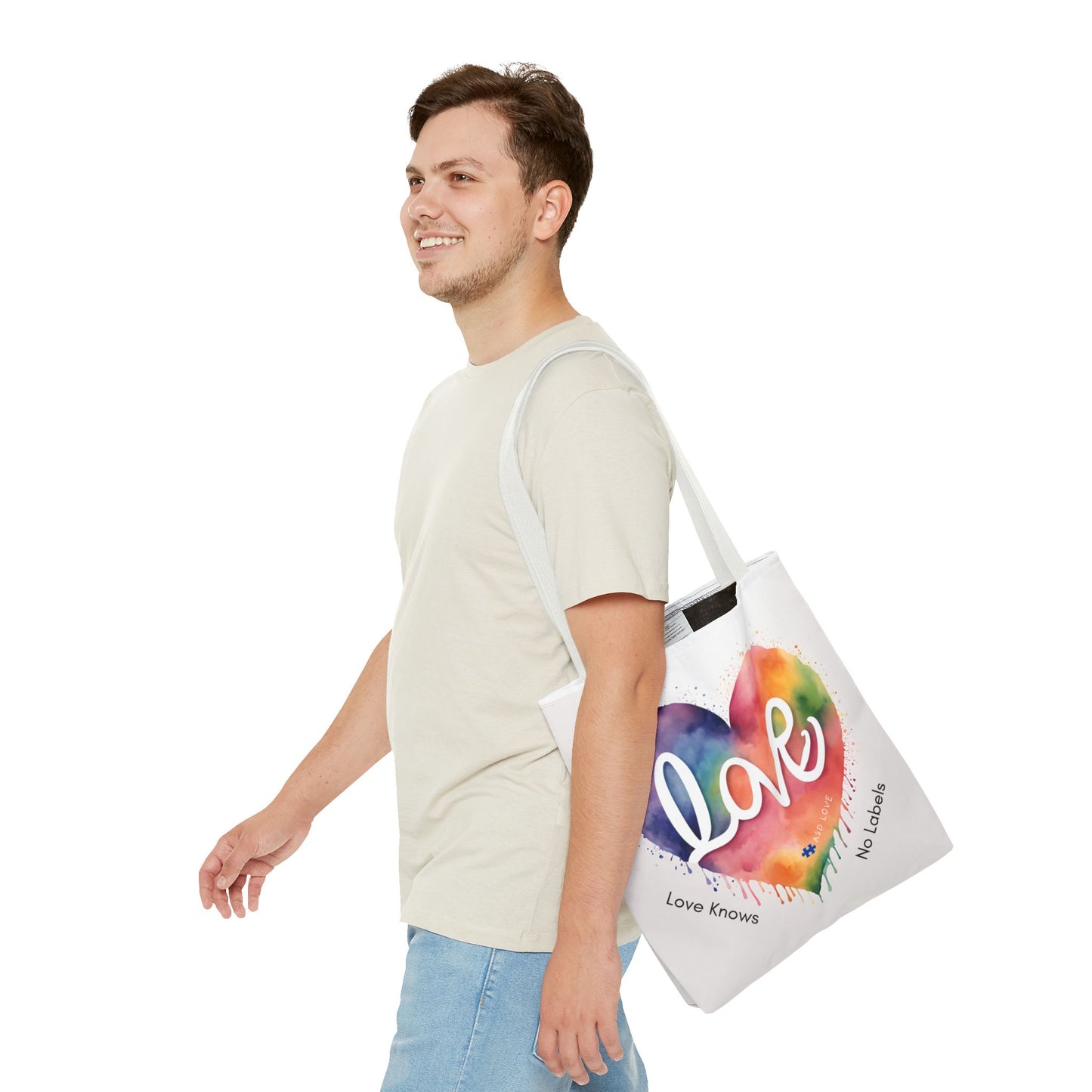 Love Knows No Labels Heart Drip Tote Bag - Show Your Pride & Inclusivity