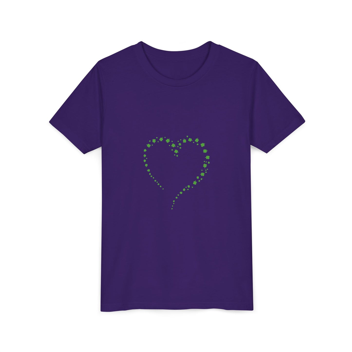 Green Heart Dotted Design Youth Tee | St. Patrick's Day Shamrock Motif