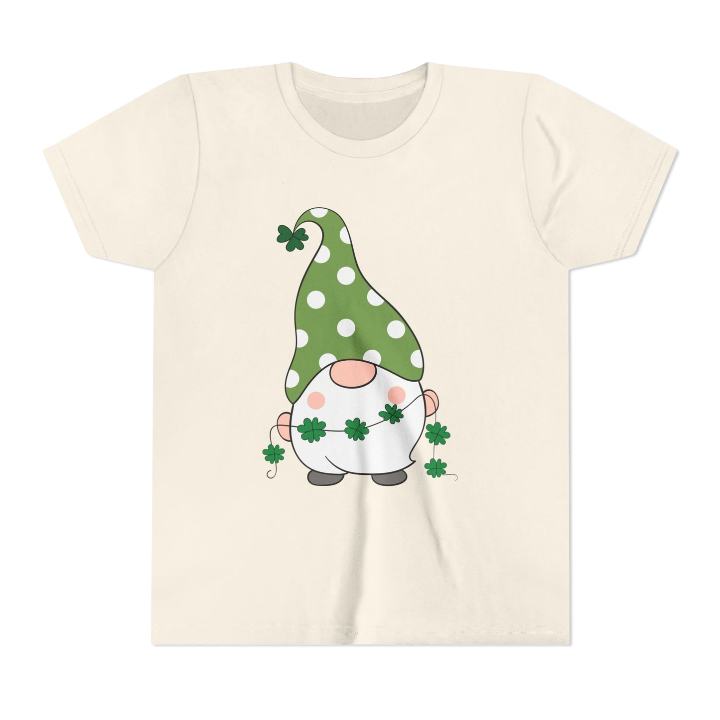 St. Patricks Gnome Youth Tee | Green Polka Dot Hat with Shamrocks