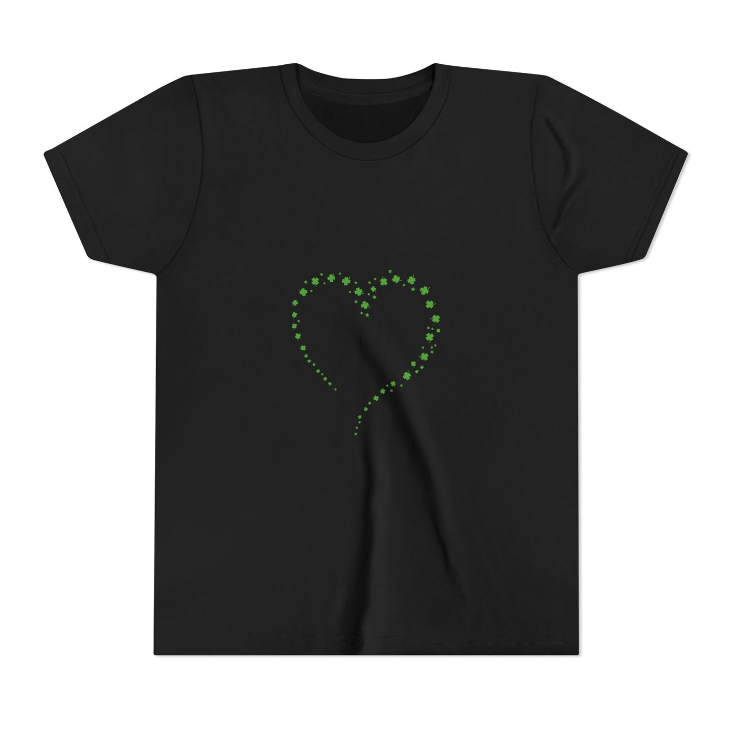 Green Heart Dotted Design Youth Tee | St. Patrick's Day Shamrock Motif