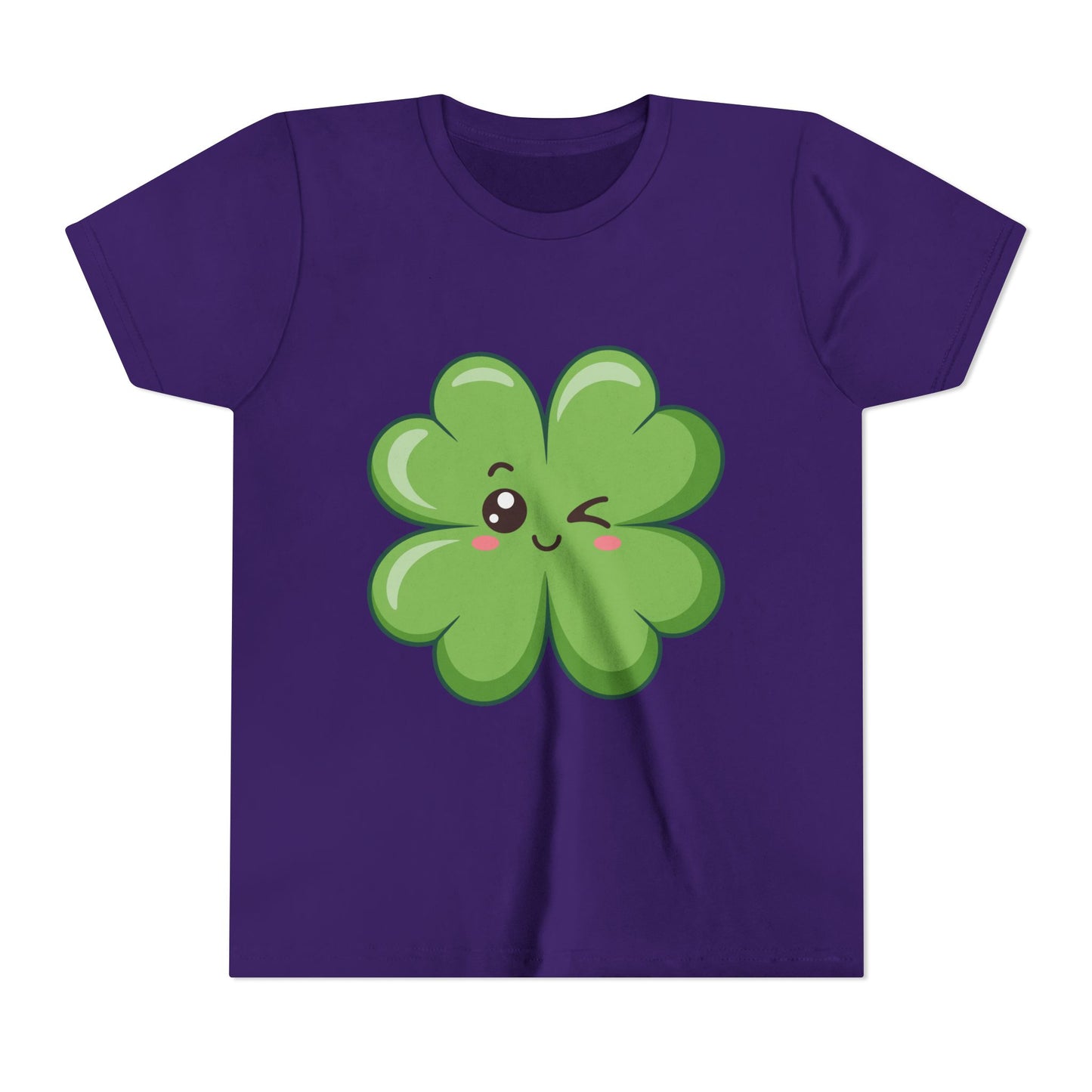 Kawaii Lucky Four-Leaf Clover Youth Tee | Cute St. Patrick's Day Shirt