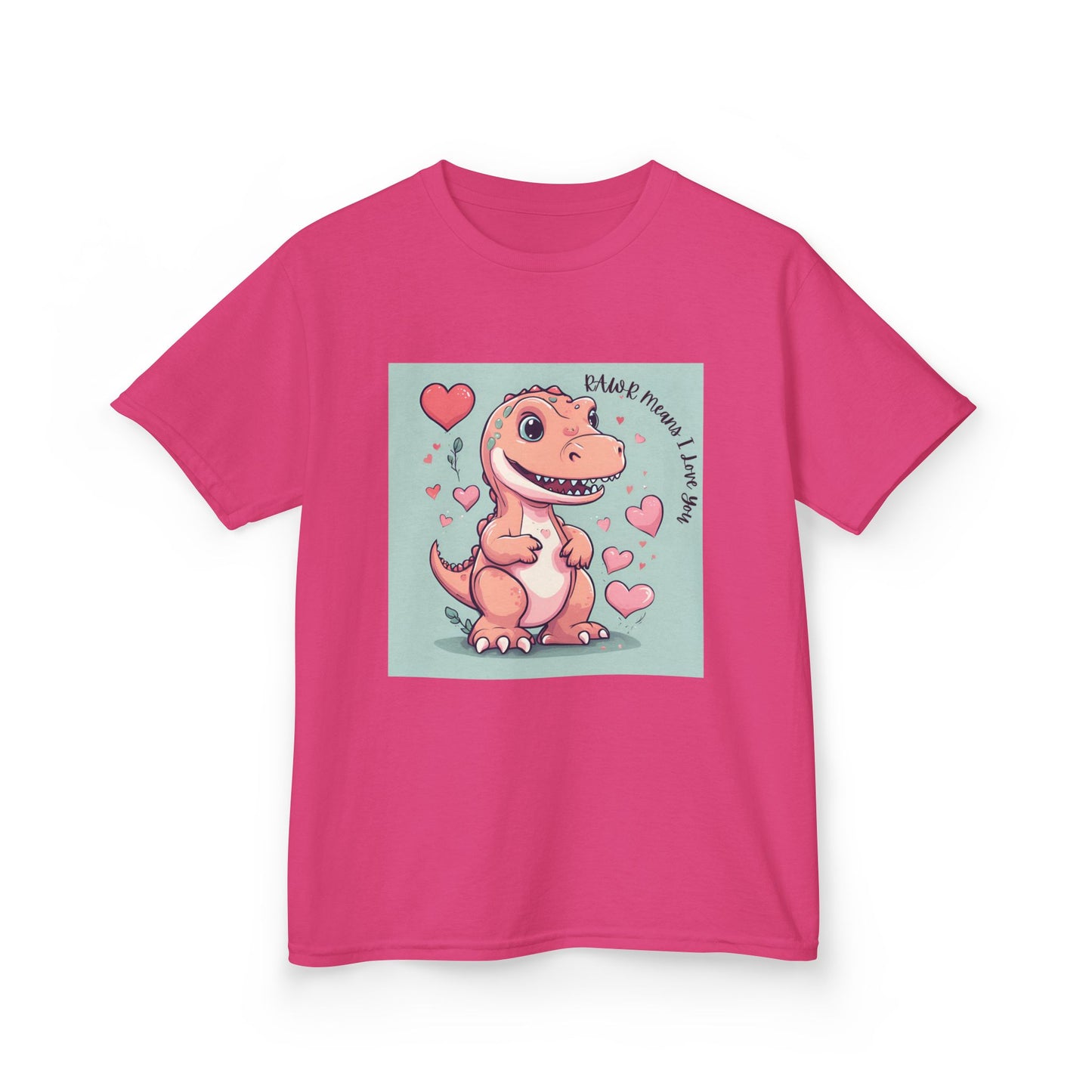 RAWR Means I LOVE YOU - Tan Dino Valentine's Kids Tee