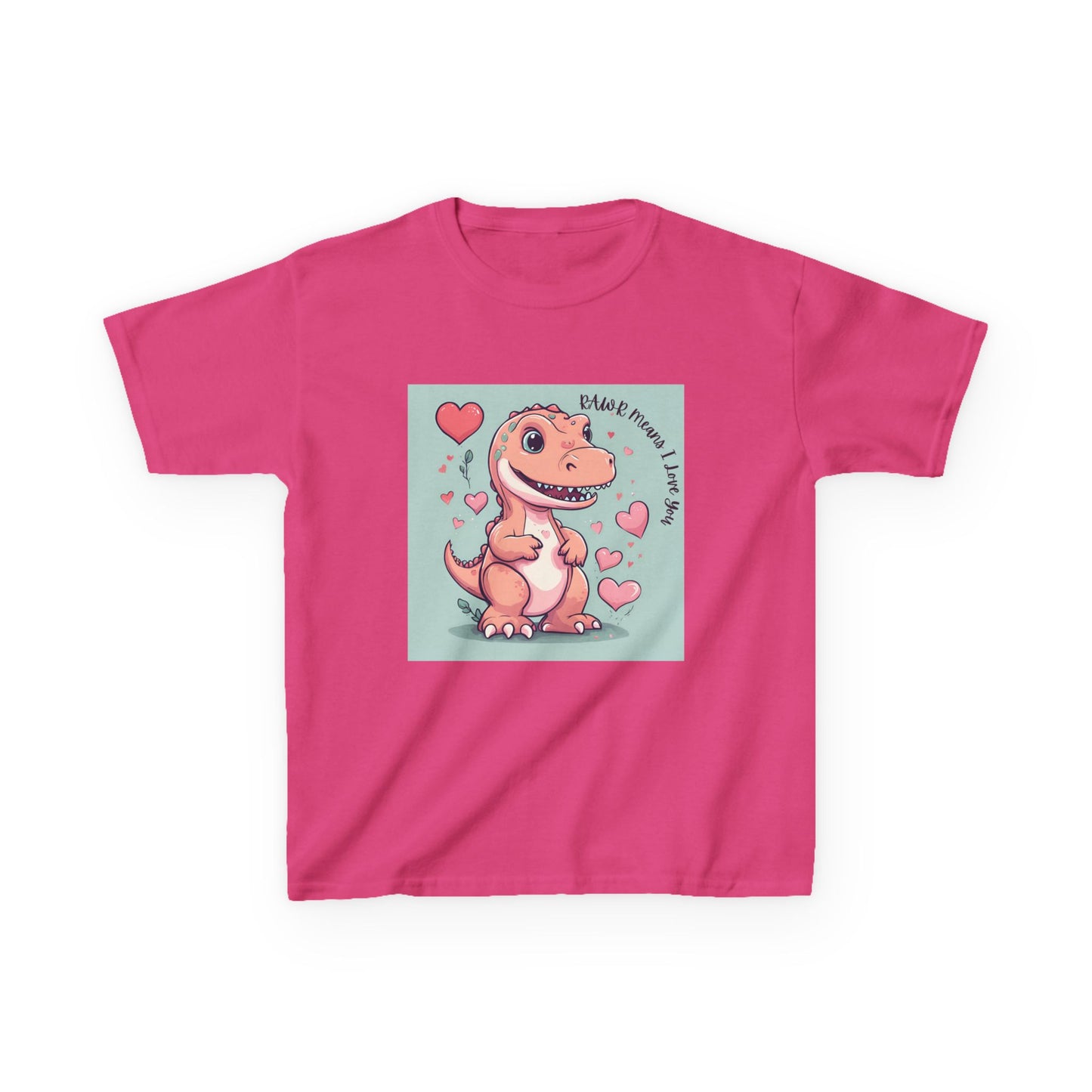 RAWR Means I LOVE YOU - Tan Dino Valentine's Kids Tee