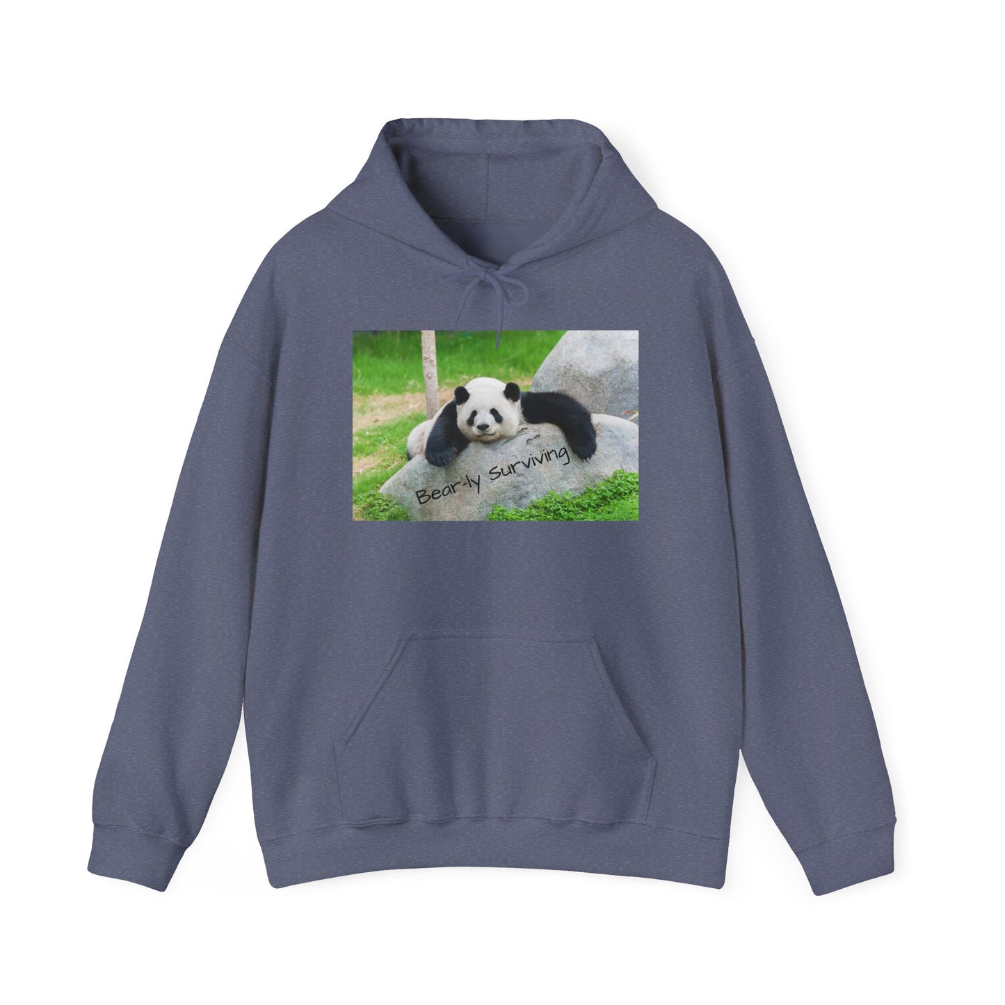 Funny Panda Hoodie | Bear-ly Surviving Sweatshirt | Lazy Mood Cozy Hoodie | Mental Health Humor Gift | Unisex Loungewear | Panda Lover