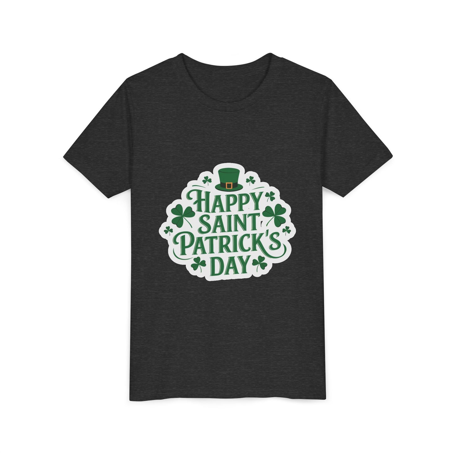 Happy Saint Patrick's Day Youth Tee | Shamrocks, Leprechaun Hat
