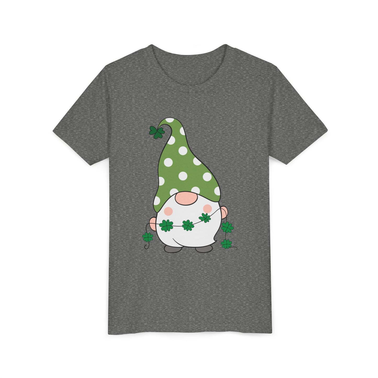St. Patricks Gnome Youth Tee | Green Polka Dot Hat with Shamrocks